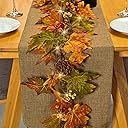 Artgar Fall Maple Leaf Garland, 6 Ft Fall Decor Garland with Pine Cones Berries, Harvest Decor Garlands with 30 Warm Lights for Fall Home Thanksgiving Fireplace Table Indoor Outdoor Porch Decor