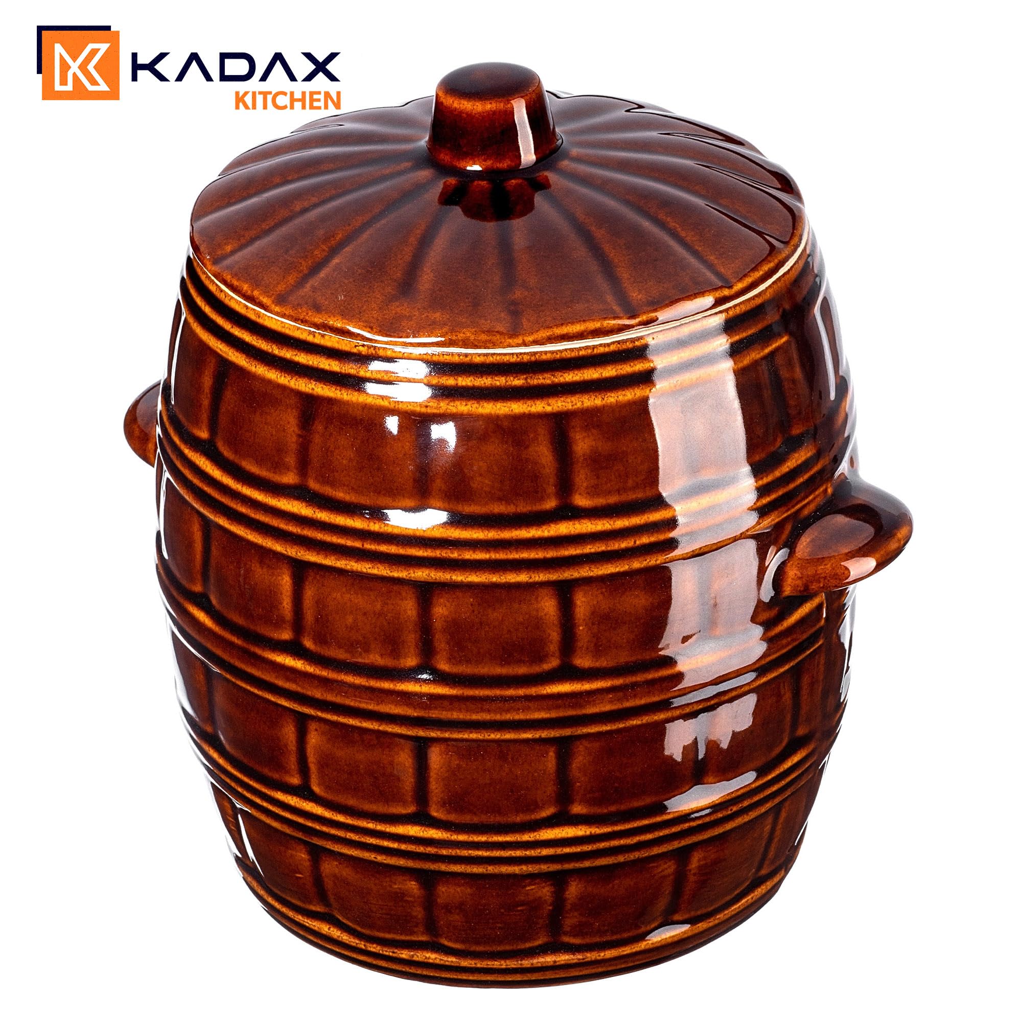 KADAX Pentola in gres porcellanato, in ceramica con manici laterali e coperchio, lavabile in lavastoviglie, in ceramica, per cetrioli (8 L)
