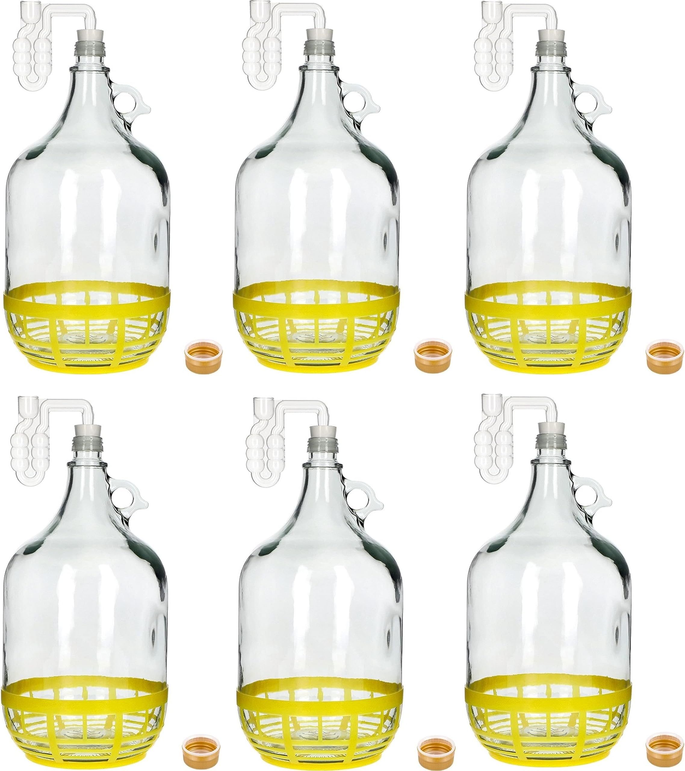 4x 5L Gärballon Set - Glasballon Mit Gummistopfen & Gärröhrchen