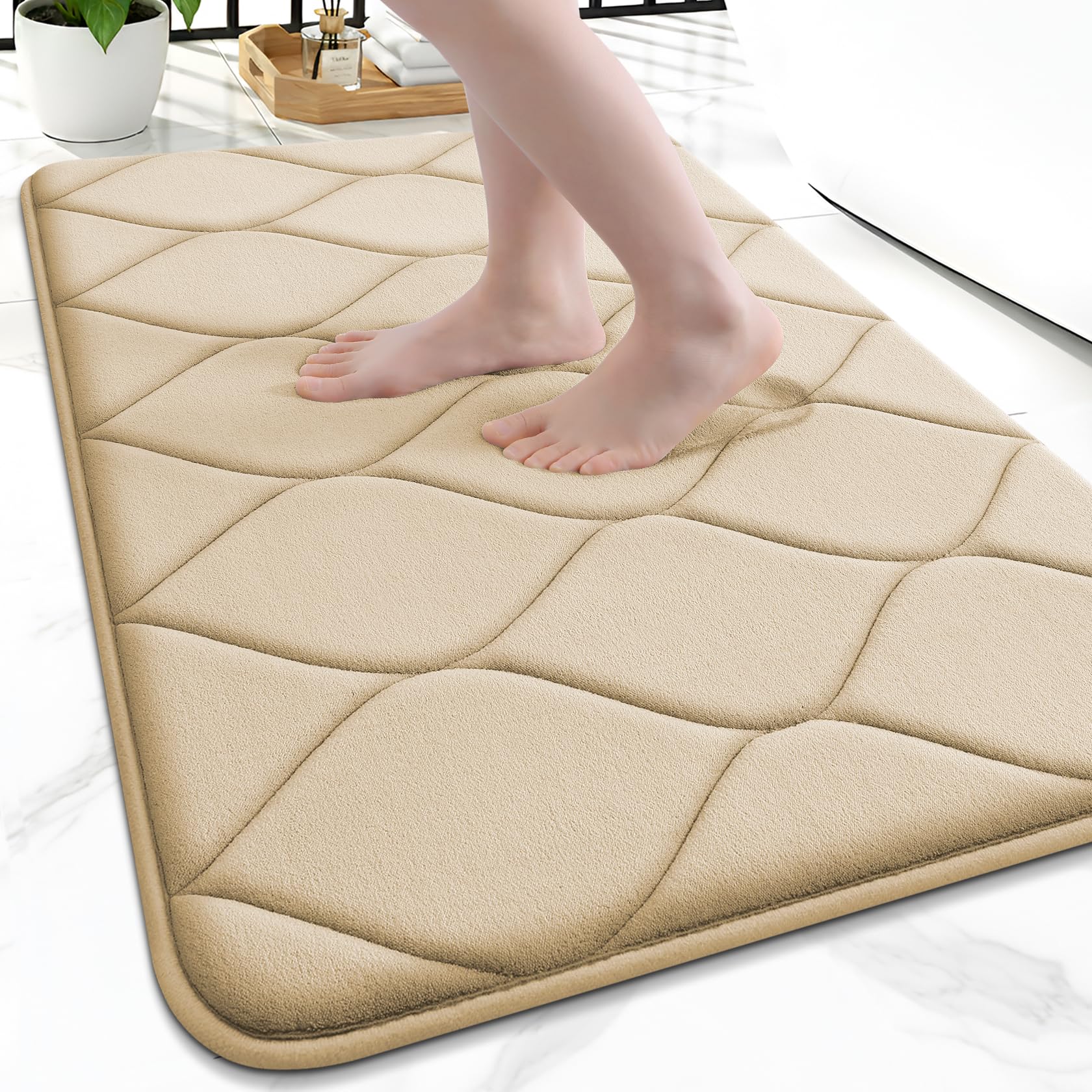 Smiry Memory Foam Bath Mat 24x16, Ultra Soft Absorbent Bathroom Rugs