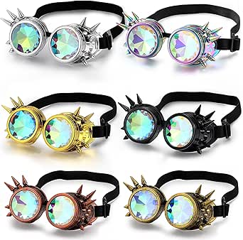 UMBRELLALABORATORY Gafas de cristal arcoiris caleidoscopio rave gafas steampunk