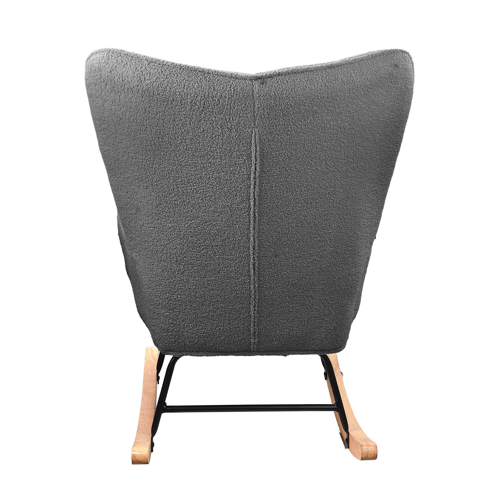 MEXUS Fauteuil à Bascule d'allaitement Teddy, revêtement Velours, Pieds en Bois Massif, avec accoudoirs, pour Salon, Chambre, Balcon.-75 x 68 x 92 cm (T x B x H) (Gris foncé)