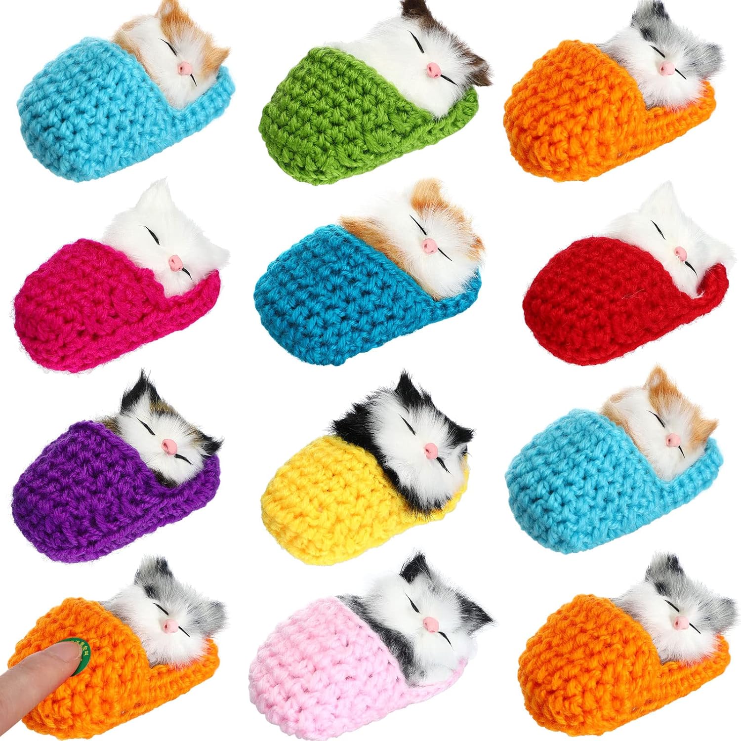 Zubebe 12 Pcs Sleeping Cats in Slipper Cat Doll Toy Bulk