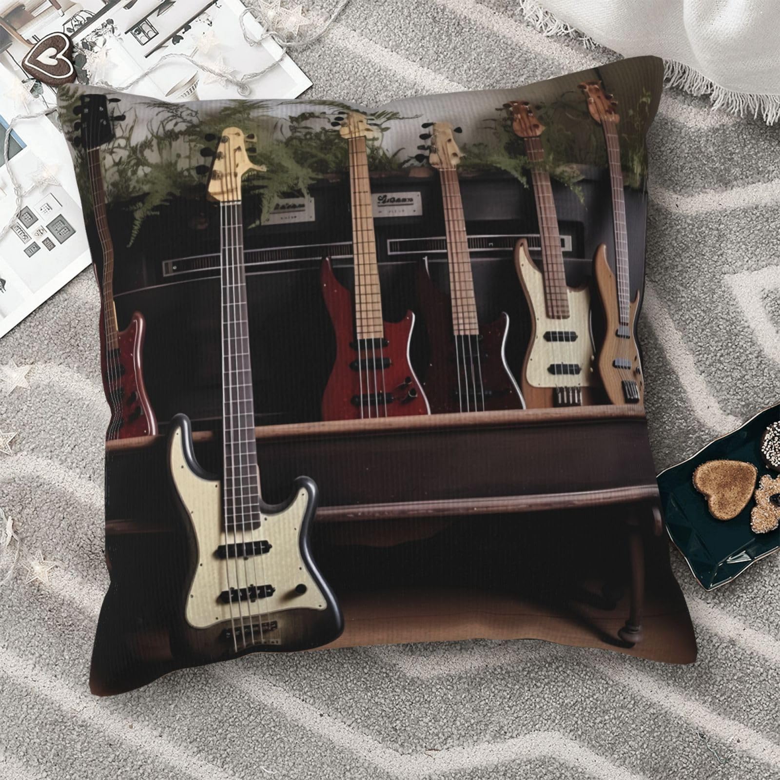 YOPDEOOCR Gitarre Kissenhüllen 2er Set dekokissen Sofakissen für Sofa Schlafzimmer Kissenhülle 45x45cm YOPDEOOCR Gitarre Kissenhüllen 2er Set dekokissen Sofakissen für Sofa Schlafzimmer Kissenhülle 45x45cm