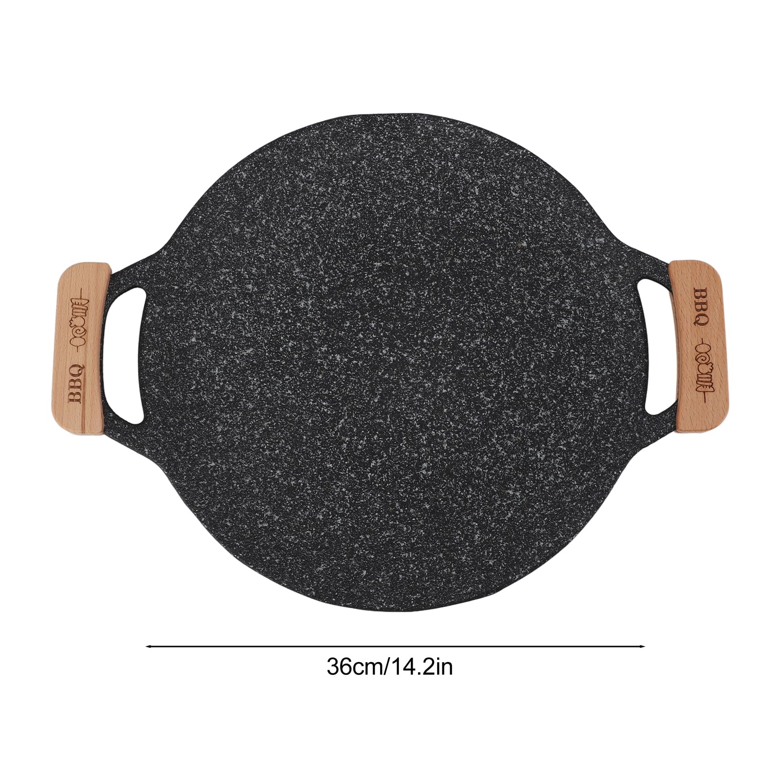 Korean Grill Pan, 30/33/36/38cm Cast Iron Flat BBQ Grill Pan Round Non-Stick BBQ Griddle Comales Para Tortillas for Induction Gas Stove Electric Cooktop (36cm)