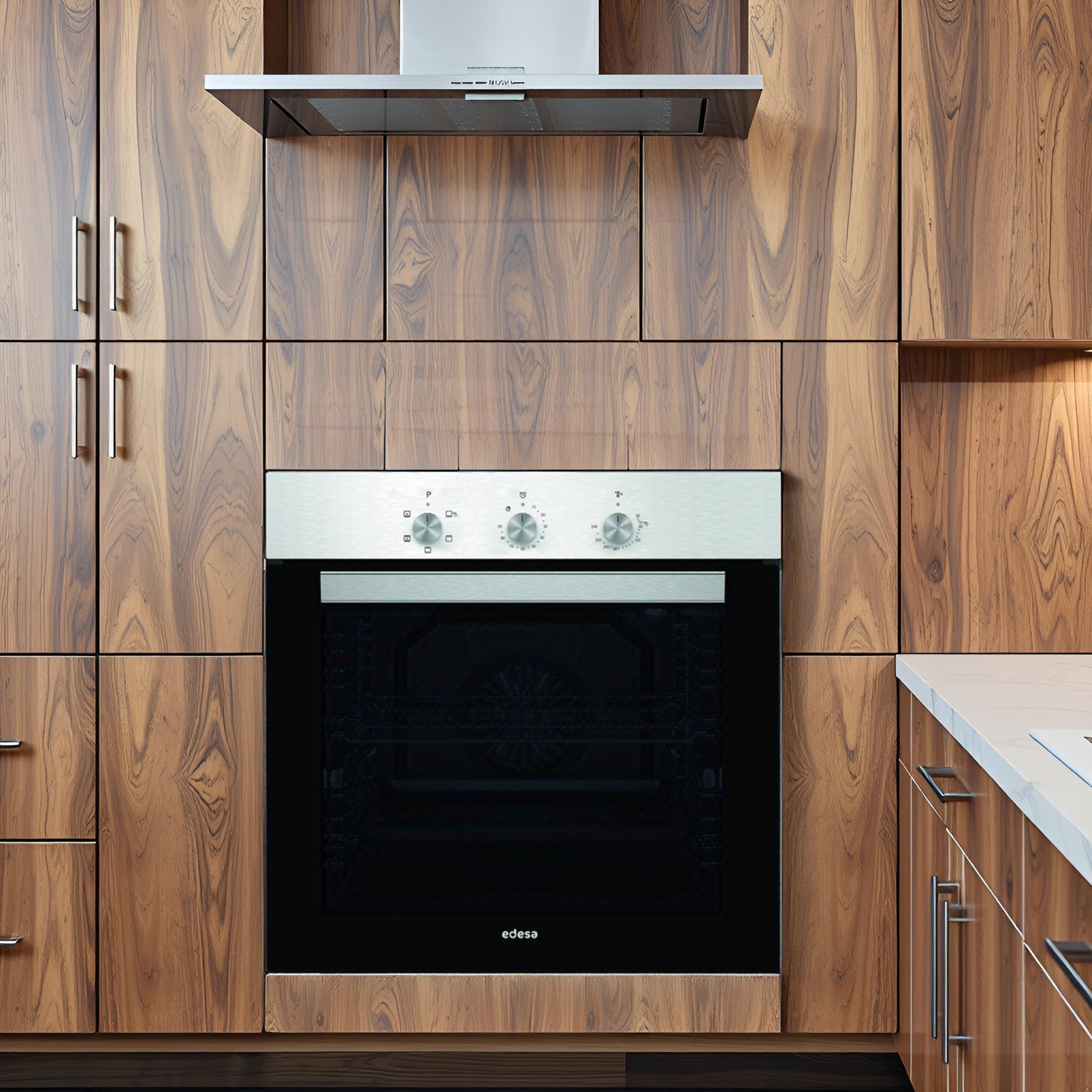 Edesa Horno Multifunción EOE-6020 X/A Capacidad 80L 7 Programas Cocinado Puerta Cristal Panel Control Inoxidable Fácil Limpieza Incluye Guías Laterales 2 Bandejas Rejilla Cromada Acabado Cristal Negro