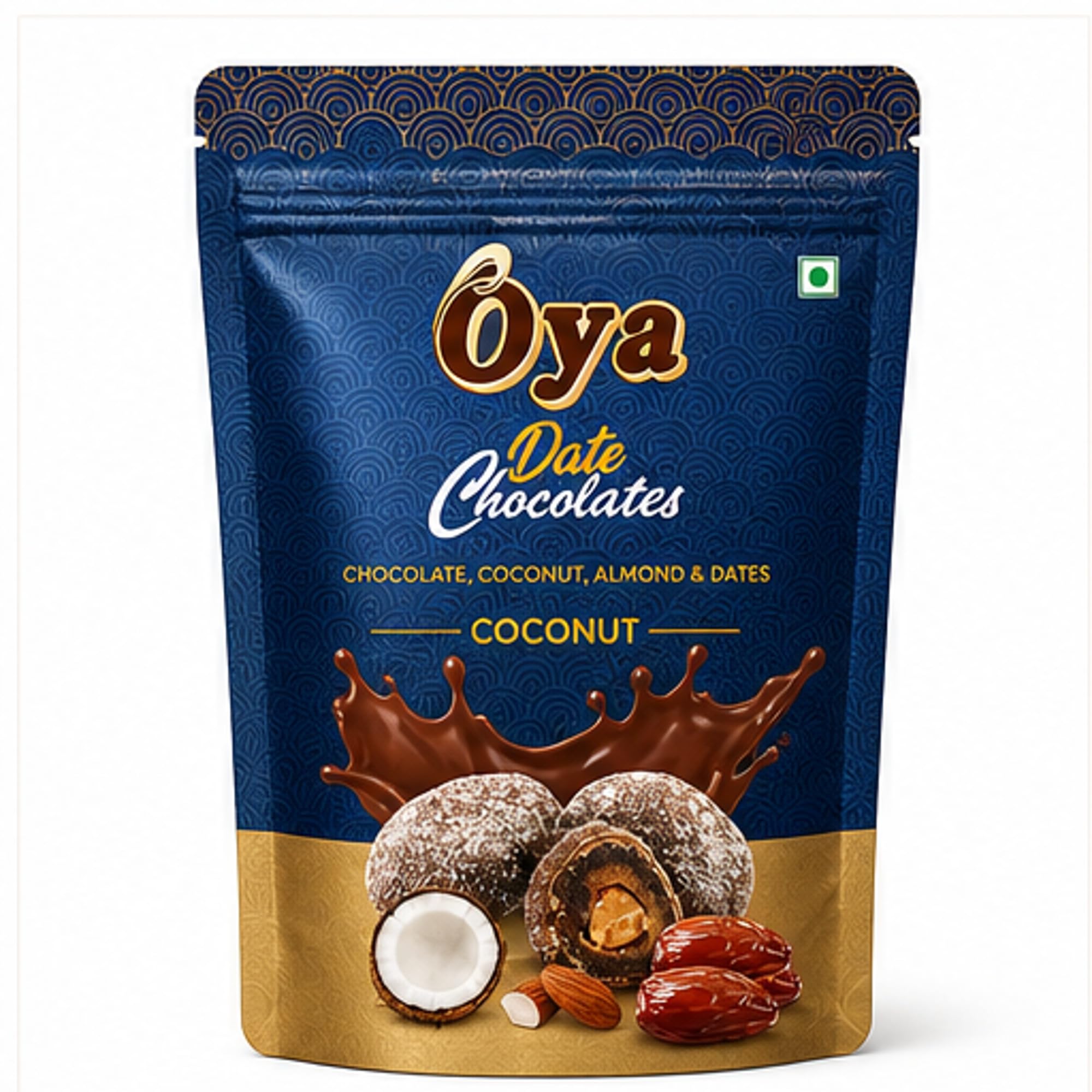 Oya Chocolate Crunchy Almond Dates — Pemium Chocolate Dates With Crunchy Almond | 250 Grams (Coconut Chocolates, 250g) Healthy guilt-free snack | Dates filled with crunchy almonds-image-21