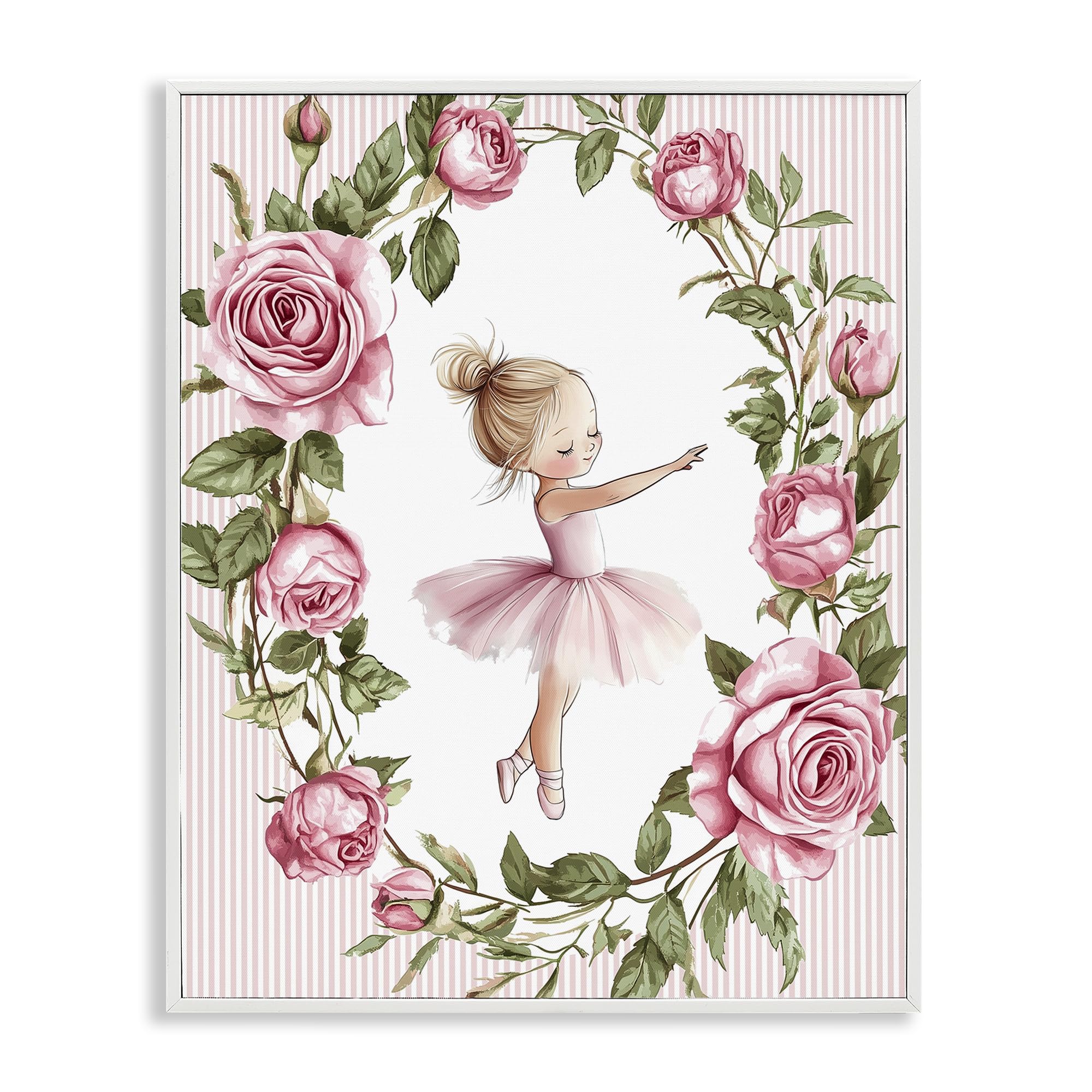 Stupell Industries Coastal White (Textured) 'Little Rose Dance Ballerina'| Framed Giclee Art