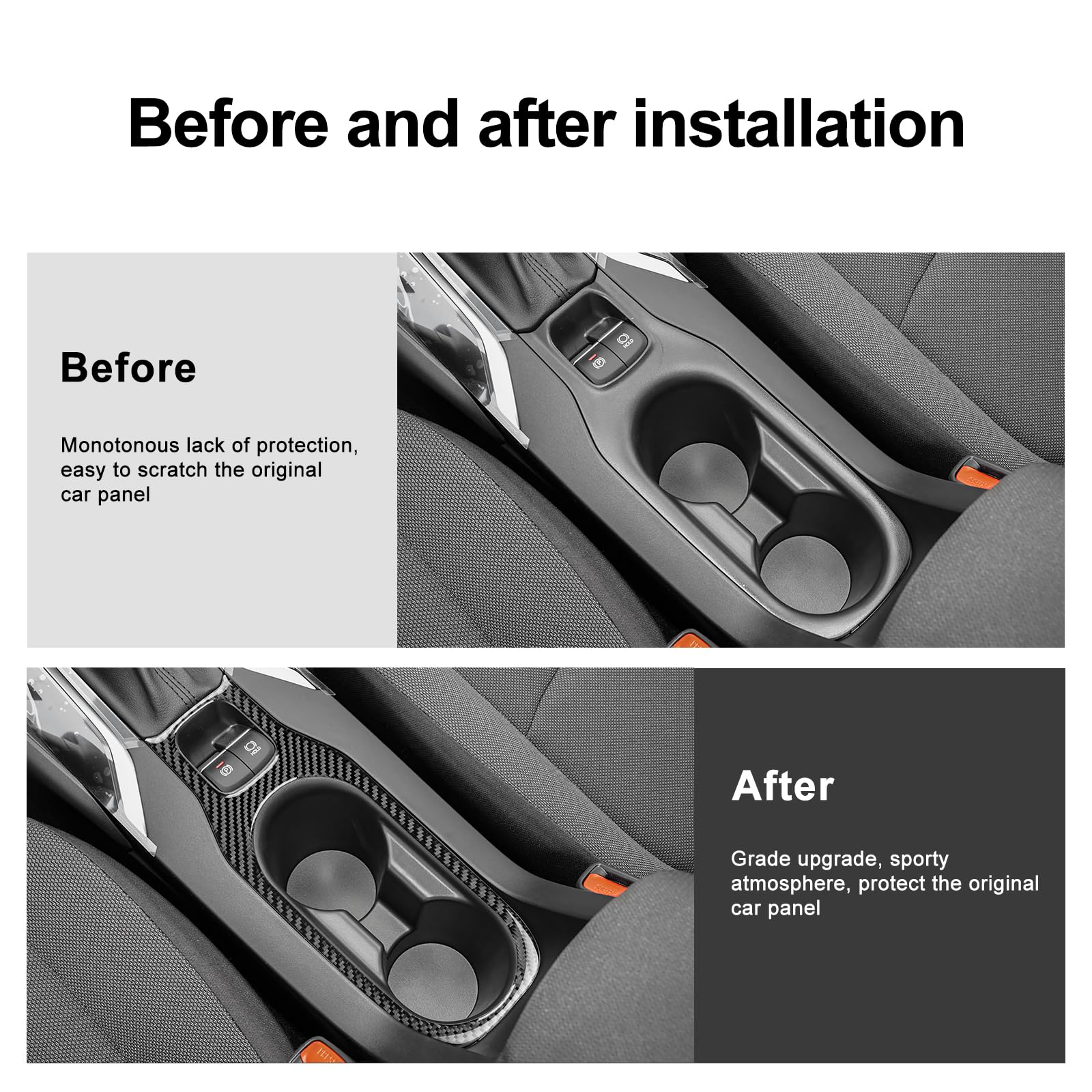KUNGKIC Fibra de carbono Coche Taza Agua Marco Portavasos Panel Adhesivo Interior Decorativo Compatible con Toyota Corolla 2019 2020 2021 2022 Accesorios Negro