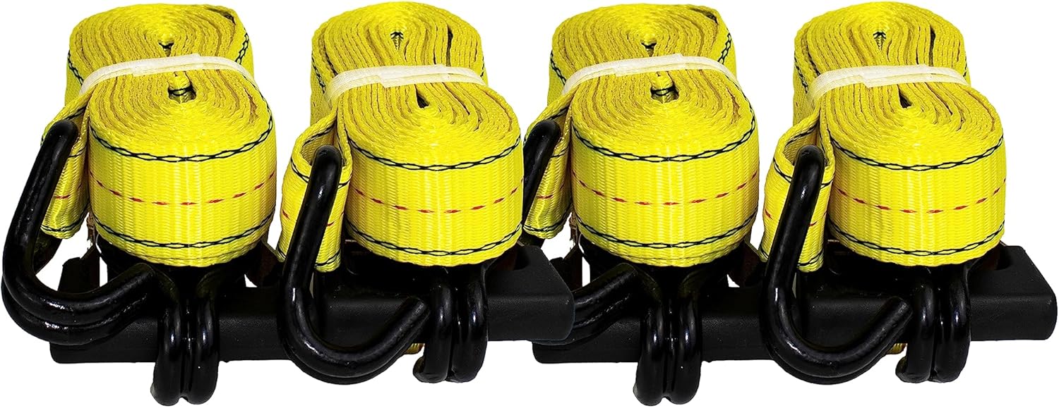 HFS(R) 4PC 1-1/2" x 15 ft Heavy Duty Ratchet Cargo Tie Down Straps 3000lbs Dual J-Hooks