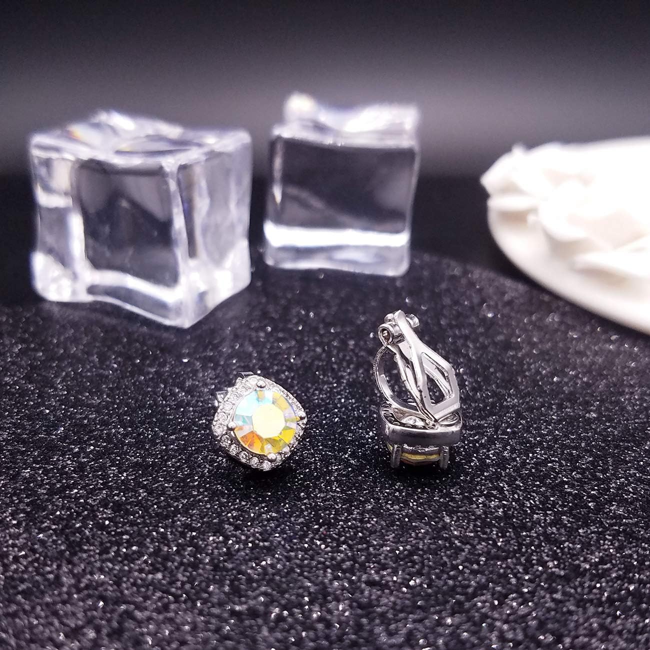 YOQUCOL 7mm Cubic Zirconia Crystal Clip On Square Non Pierced Stud Earrings For Women - Image 7