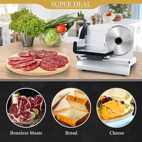 Miniatura 2 de SUPER DEAL Cortador eléctrico de alta calidad para carne, hoja de acero inoxidable de 7.5 pulgadas, cocina para el hogar, cocina, delicatessen,