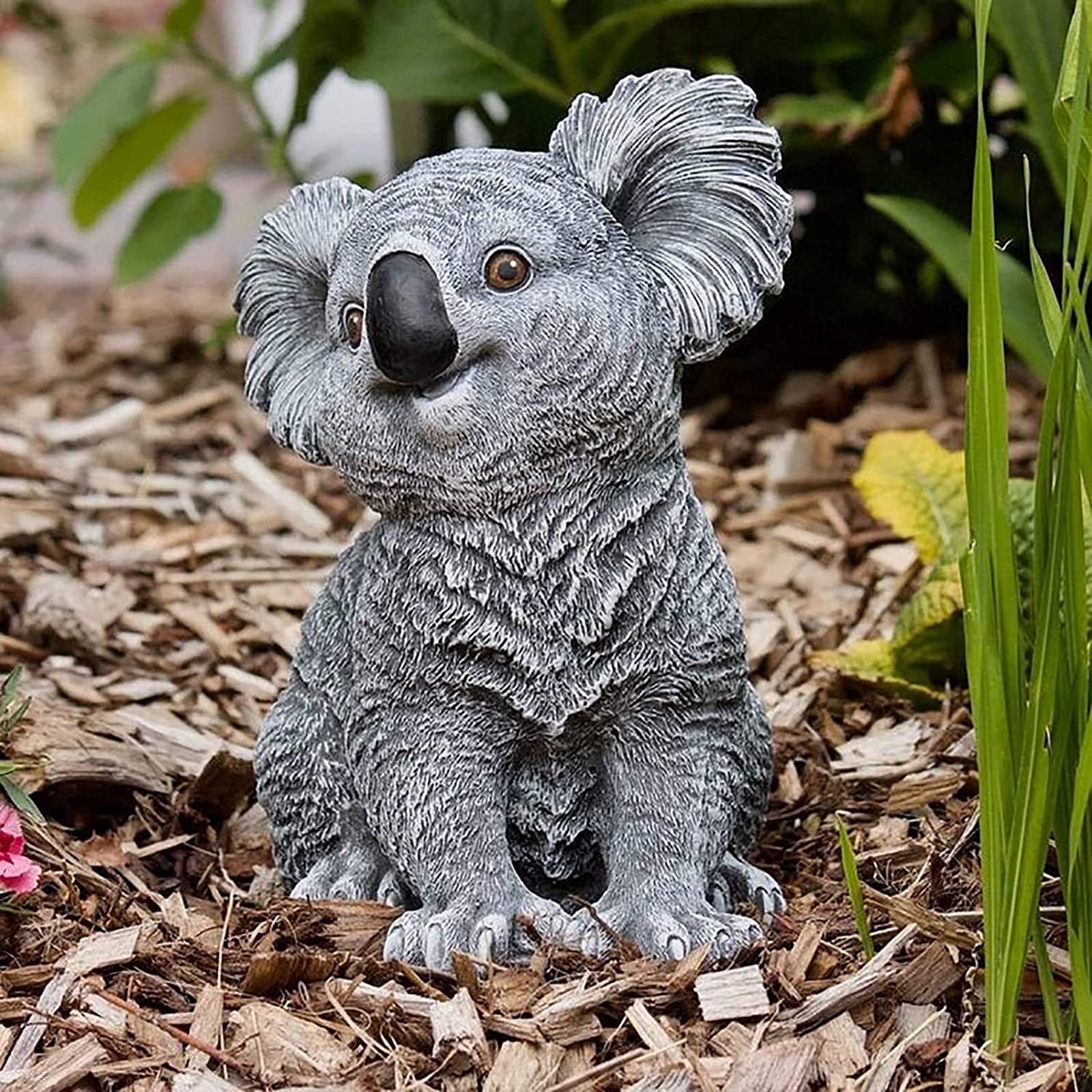Statue de koala en résine effet peluche pour décoration de jardin extérieur