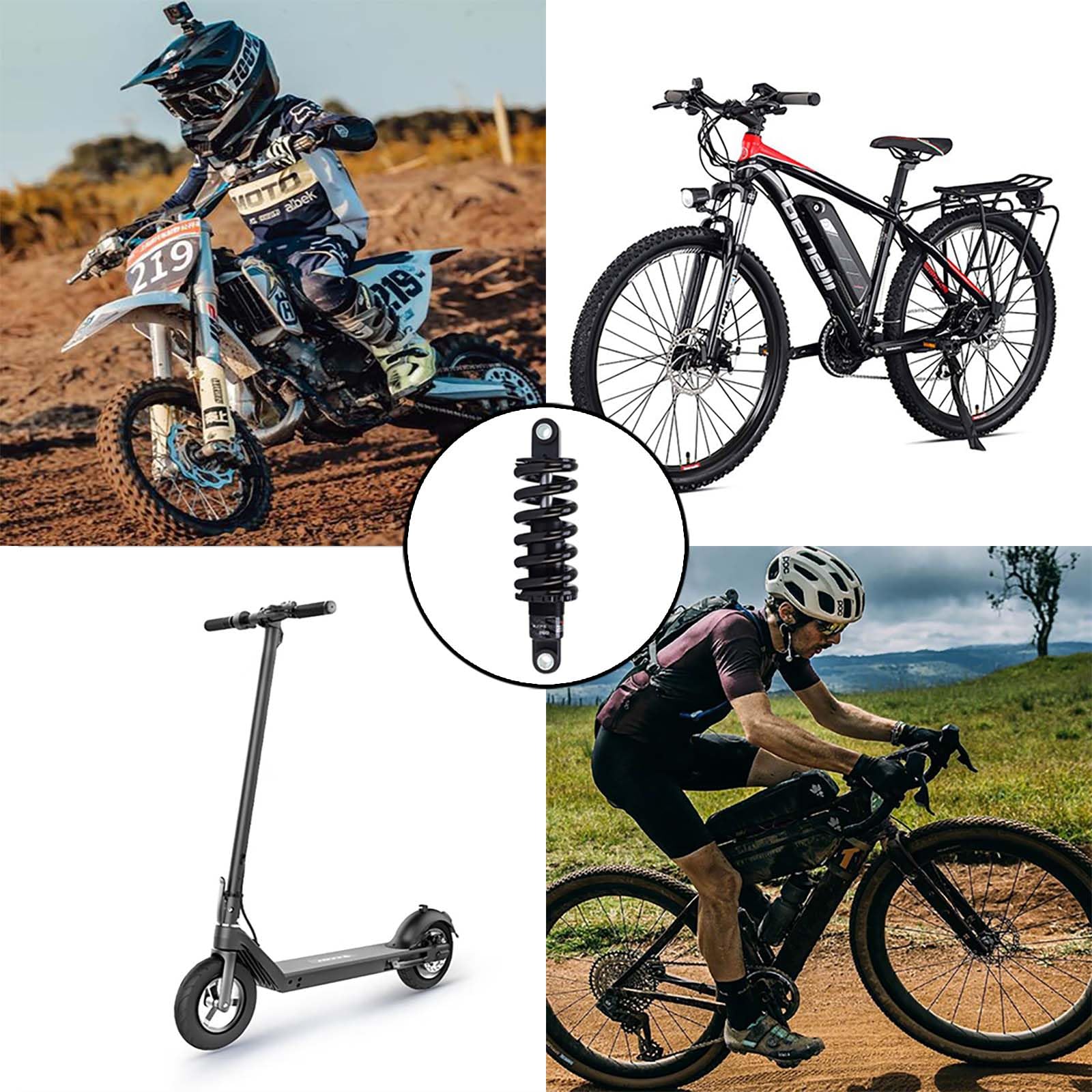 Schraubenfeder Fahrrad Stoßdämpfer Hinten, Ohne Dämpfung Fahrrad Dämpfer, Mountainbike Stoßdämpfer für Ebike/Elektroroller/Dirtbike
