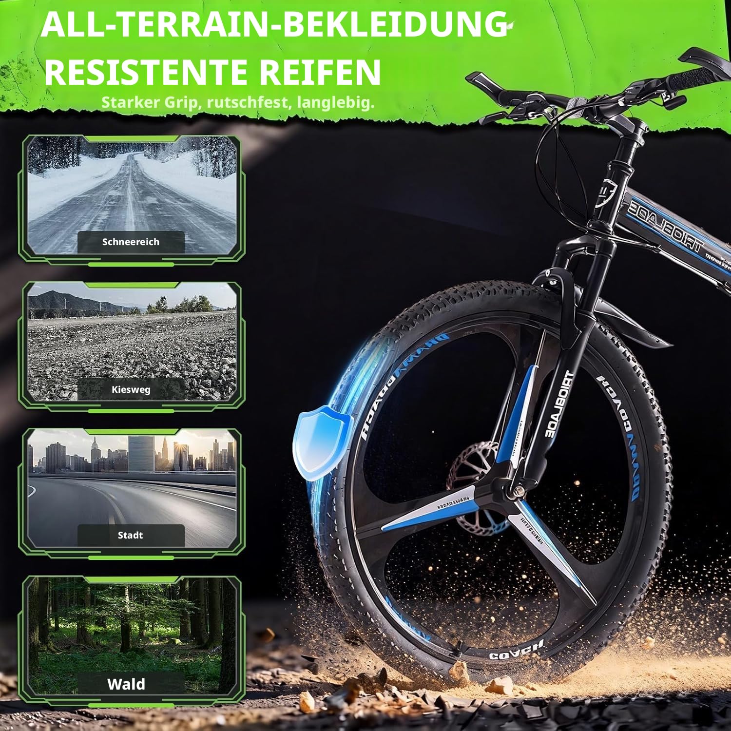 LSLIFE 27,5 Zoll Klappfahrrad 21 Geschwindigkeit Professioneller Karosserie Aluminiumrahme Doppelscheiben Bremse Vorderaufhängung Männer/Damen Mountainbike