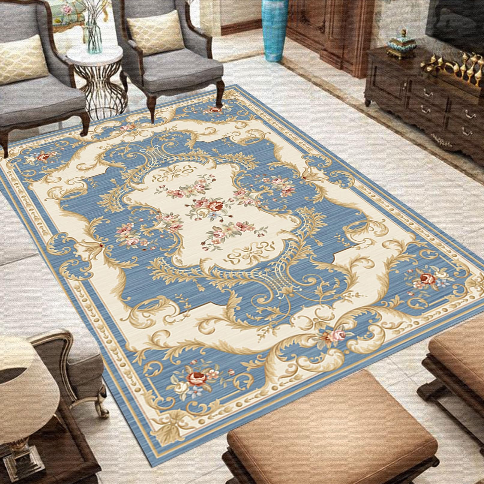Tapis de couloir long 100x260 cm lavable et résistant pour maison