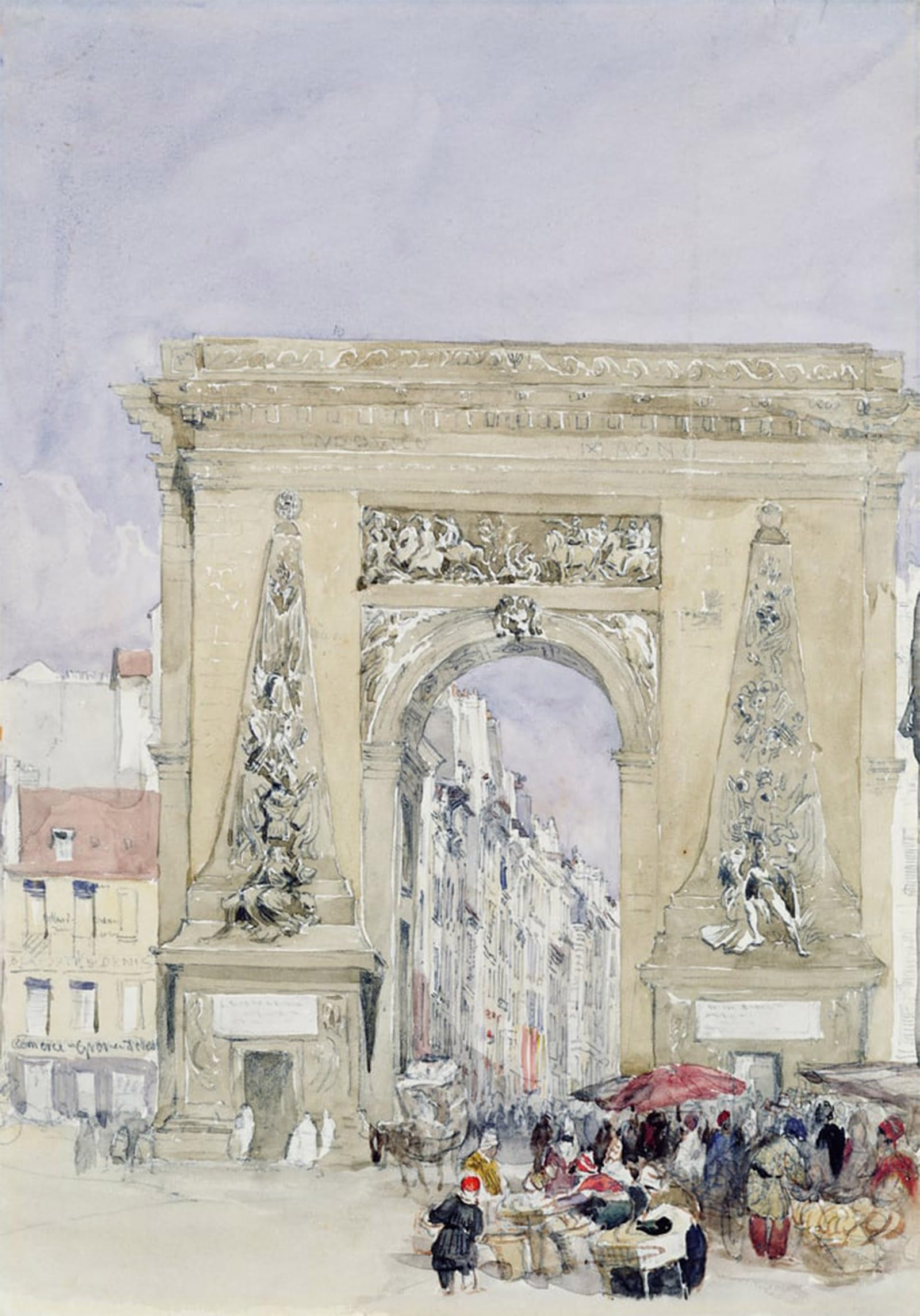 ARTXLXXBN Famous Prints Artwork Pictures Poster Painting Art Porte St Denis by David Cox Artwork Landscape Pictures for Home Decor 60x90cm