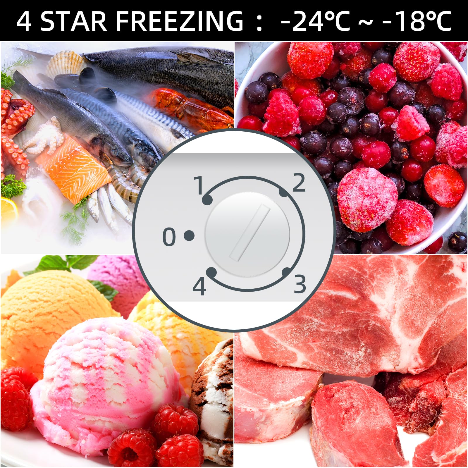 CHiQ CSD90D4DU Upright Freezer 90L, Singe Door mini, Reversible Door, Undercounter, Adjustable thermostat, Basement/Home/Student Dorm/Apartment/Office, Black - 4