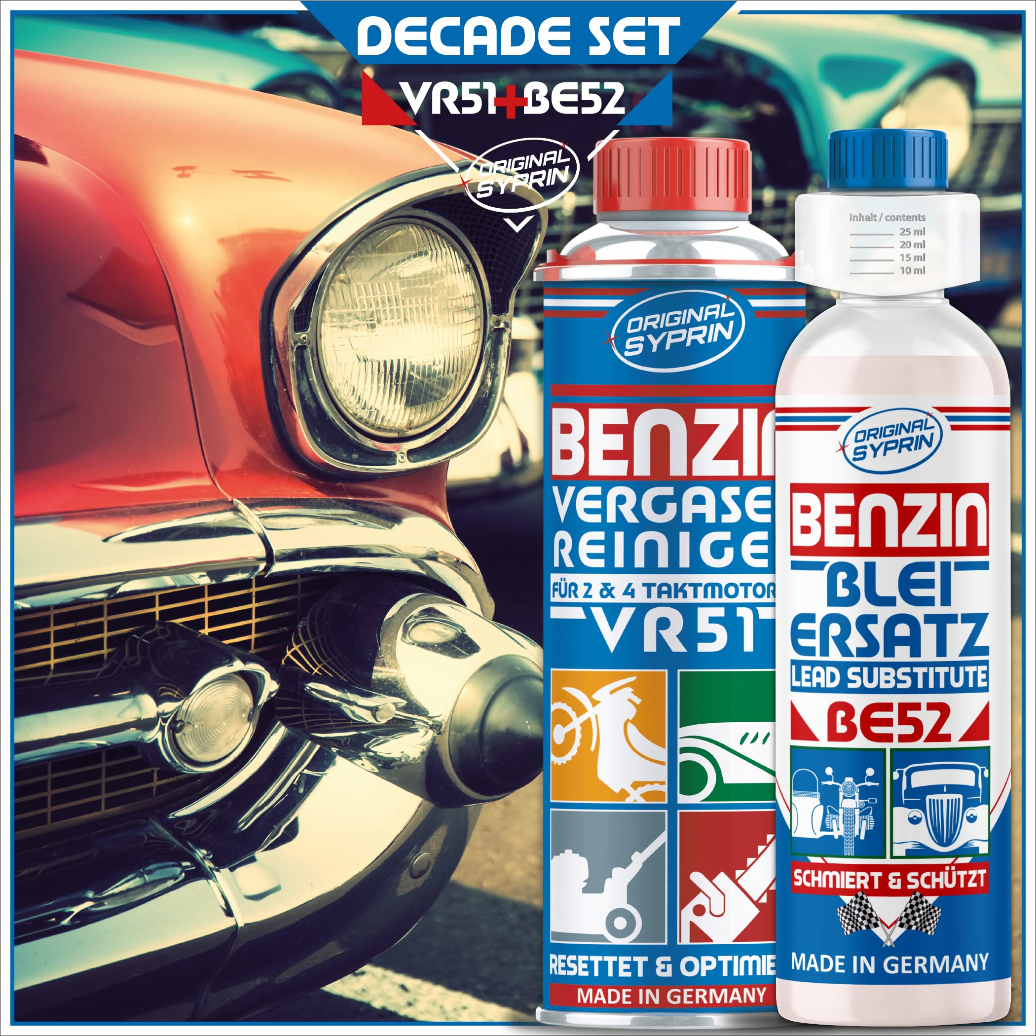 Original Syprin Vergaserreiniger und Bleiersatz, Blei-Zusatz | | Blei Additiv, Pflege für ältere Benziner Oldtimer & Motorräder als Prävention Made in Germany