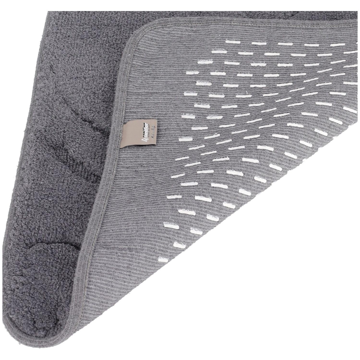 Casatessile Tappeto Bagno Cotone Antiscivolo Provence Assorbente, Soffice, Ecofriendly - Grigio Antracite, 60x100 cm.