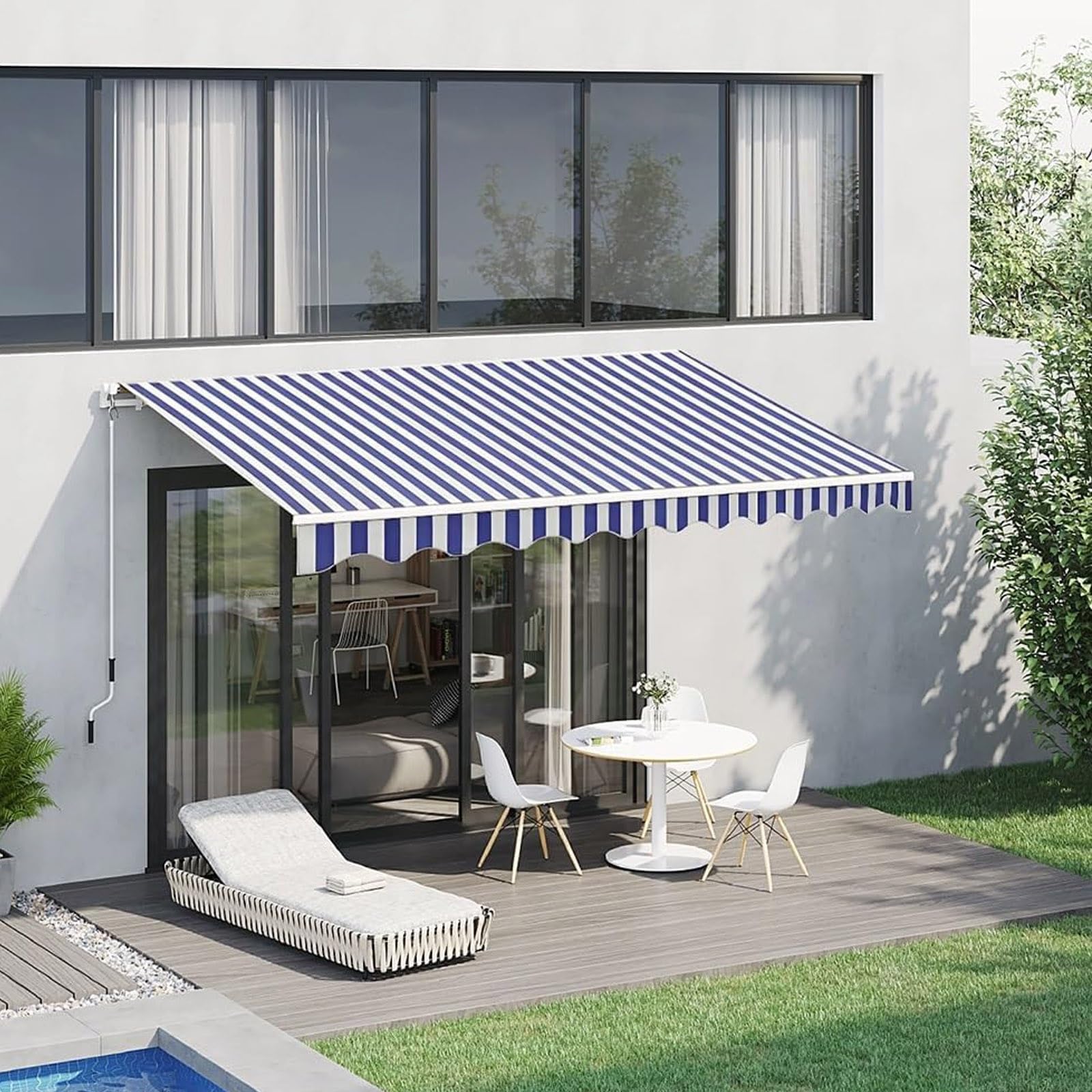 Ersatz-markisenstoff,Sonnenschutz Markisentuch Für Garten Mit Volant, Markisenbespannung Canvas Einziehbare, Wasserdichter Mehrzweck-Markisenschutz