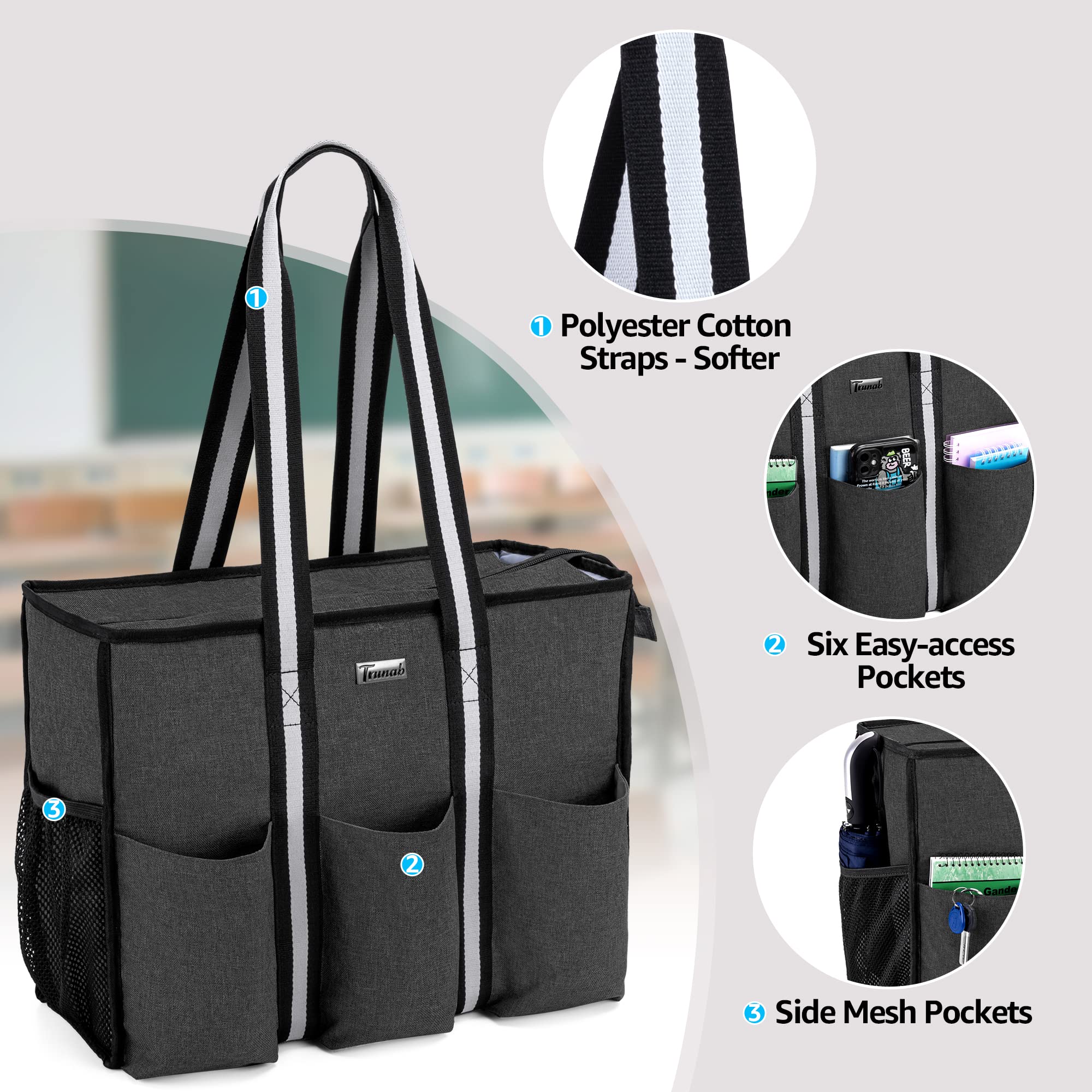 CURMIO Borsa da infermiera, borsa medica, borsa clinica con fondo antiscivolo per visite a casa, assistenza sanitaria, regalo perfetto per studenti infermieristici, medici, nero