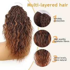 ORSUNCER Ponytail Extension Claw 18 Curly Pony Tail Clip in Claw Hair Extensions Fluffy Natural Looking Synthetic Hairpiece for Women