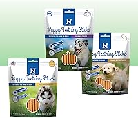 N-Bone Puppy Teething Sticks Variety Pack - Chicken, Pumpkin & Peanut Butter, 3 Bags Safe Natural Relief for Teething Pups