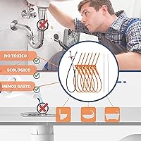 Vista 7 de Removedor de obstrucciones de drenaje de 35.5 pulgadas (1 unidad), removedor de pelo de serpiente de drenaje de 25 pulgadas (6 unidades) y cepillo