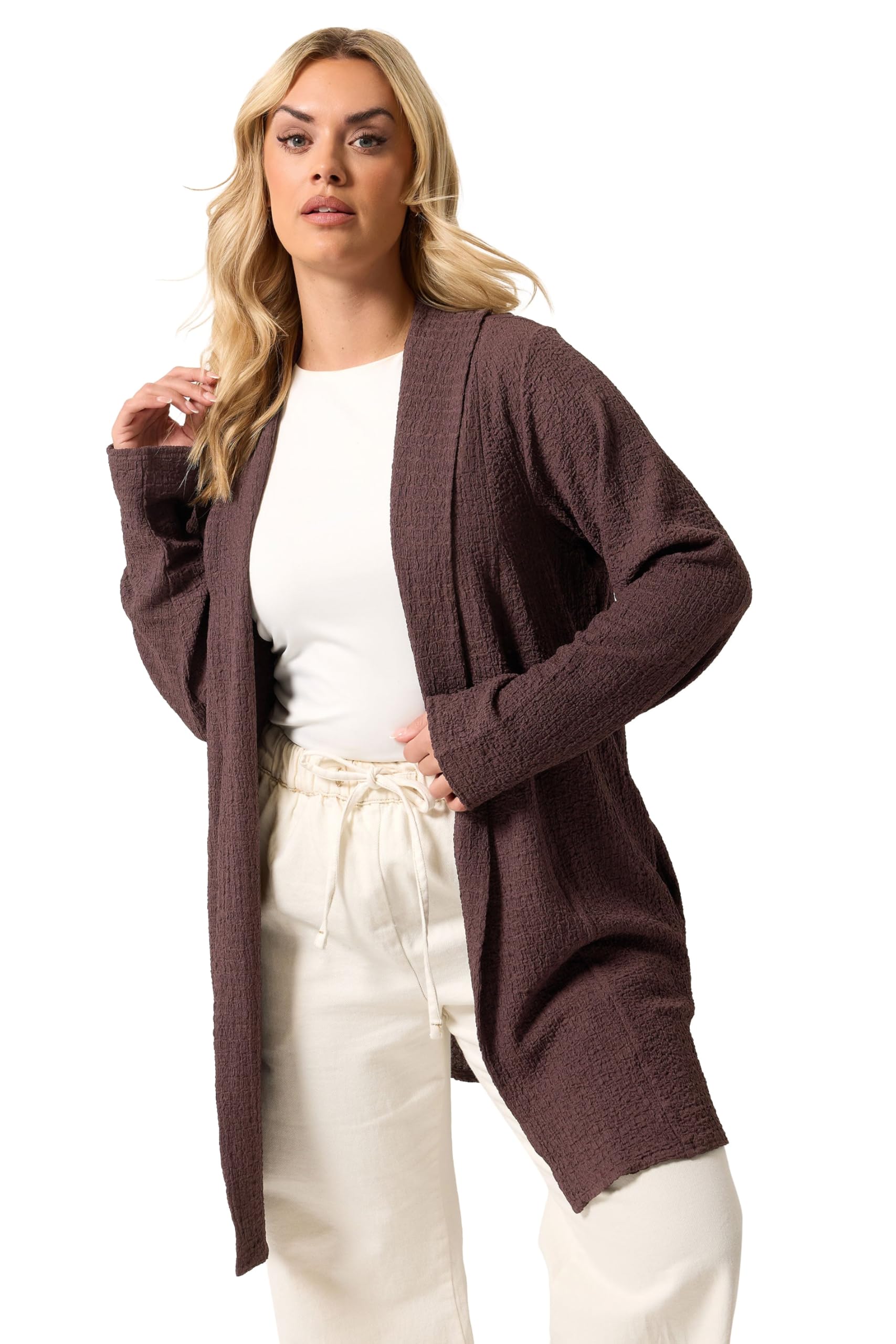 Yours Curve Brown Bubble Textured Blazer - Women's - Plus Size Curve