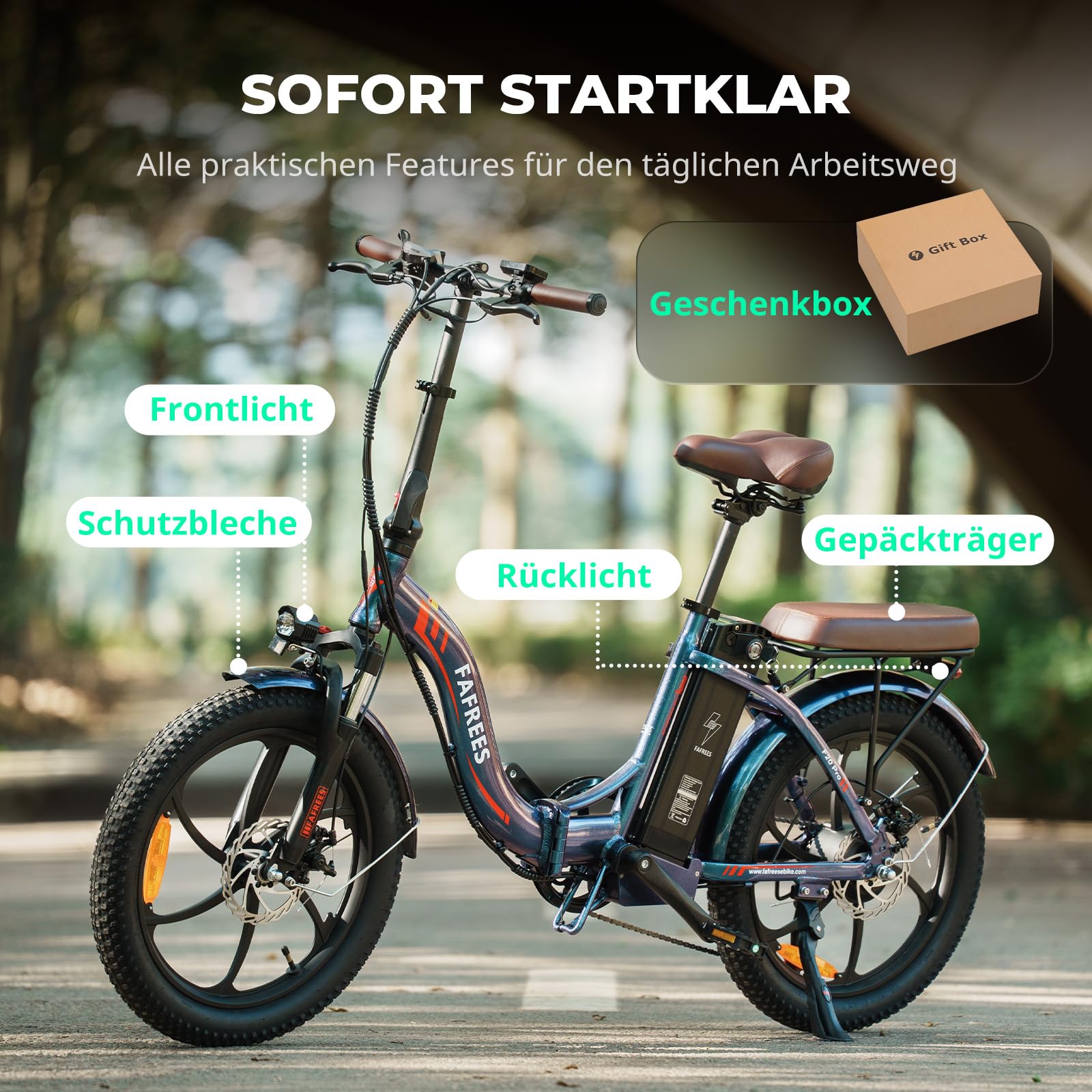 Fafrees F20 Pro E-Bike Klapprad 20x3.0 Zoll, 36V 20Ah/25Ah Akku, 250W Pedelec 25km/h, 150kg Tragfähigkeit