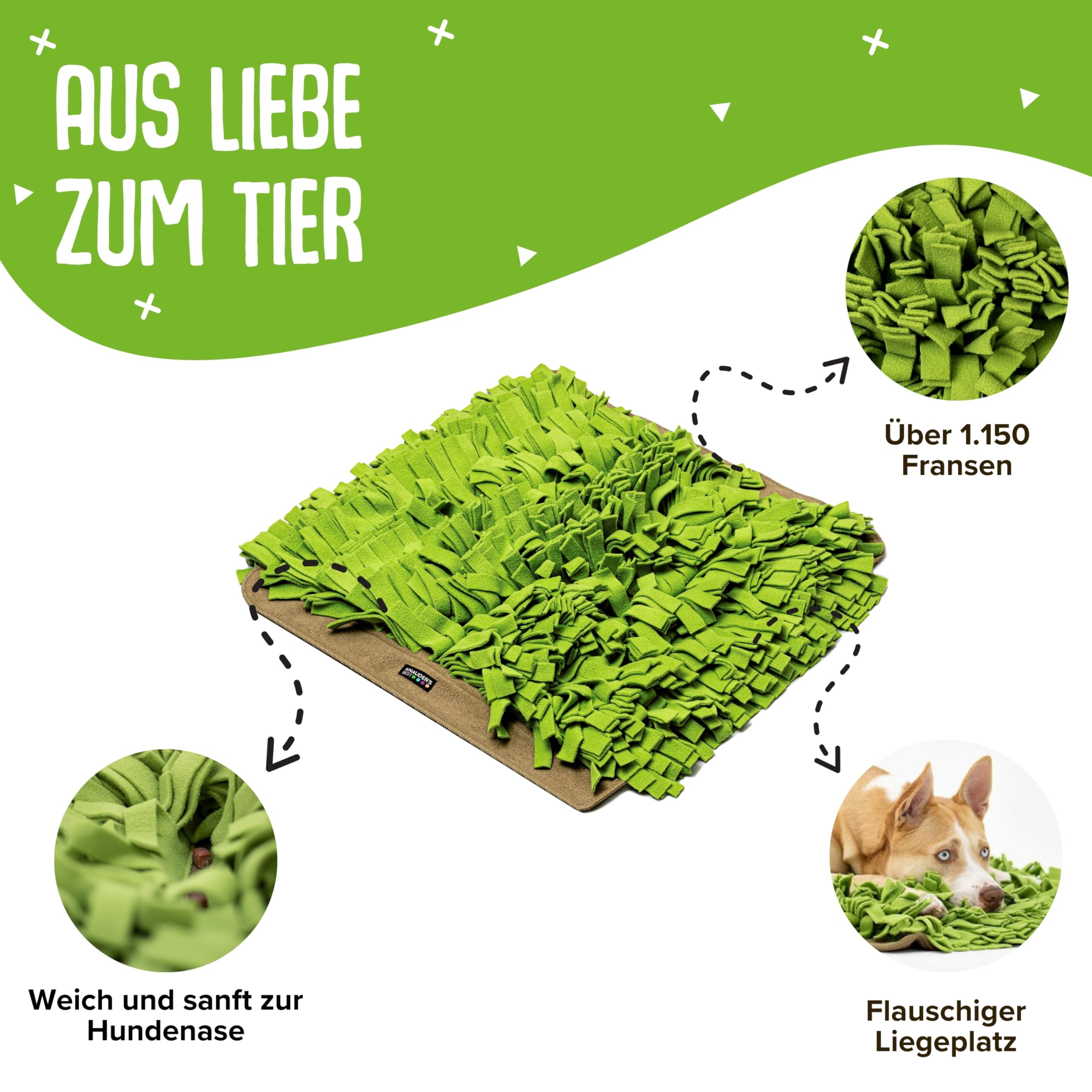 KNAUDER'S Best - Alfombra de césped para perros con gran inteligencia, juguete de búsqueda, anti deslizamiento, duradera, lavable y apta para secadora