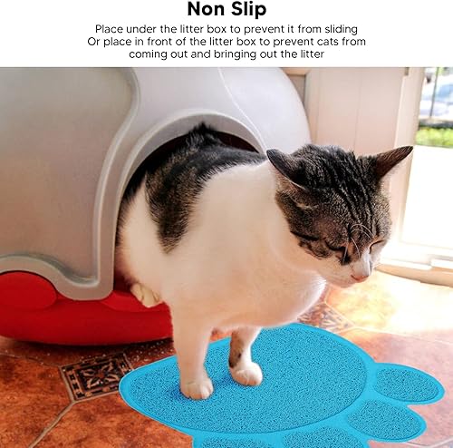 Miniatura 2 de Almohadilla de arena para gatos, fácil de limpiar, impermeable, evita resbalones, tapete suave para suelos interiores (azul), almohadilla rascador