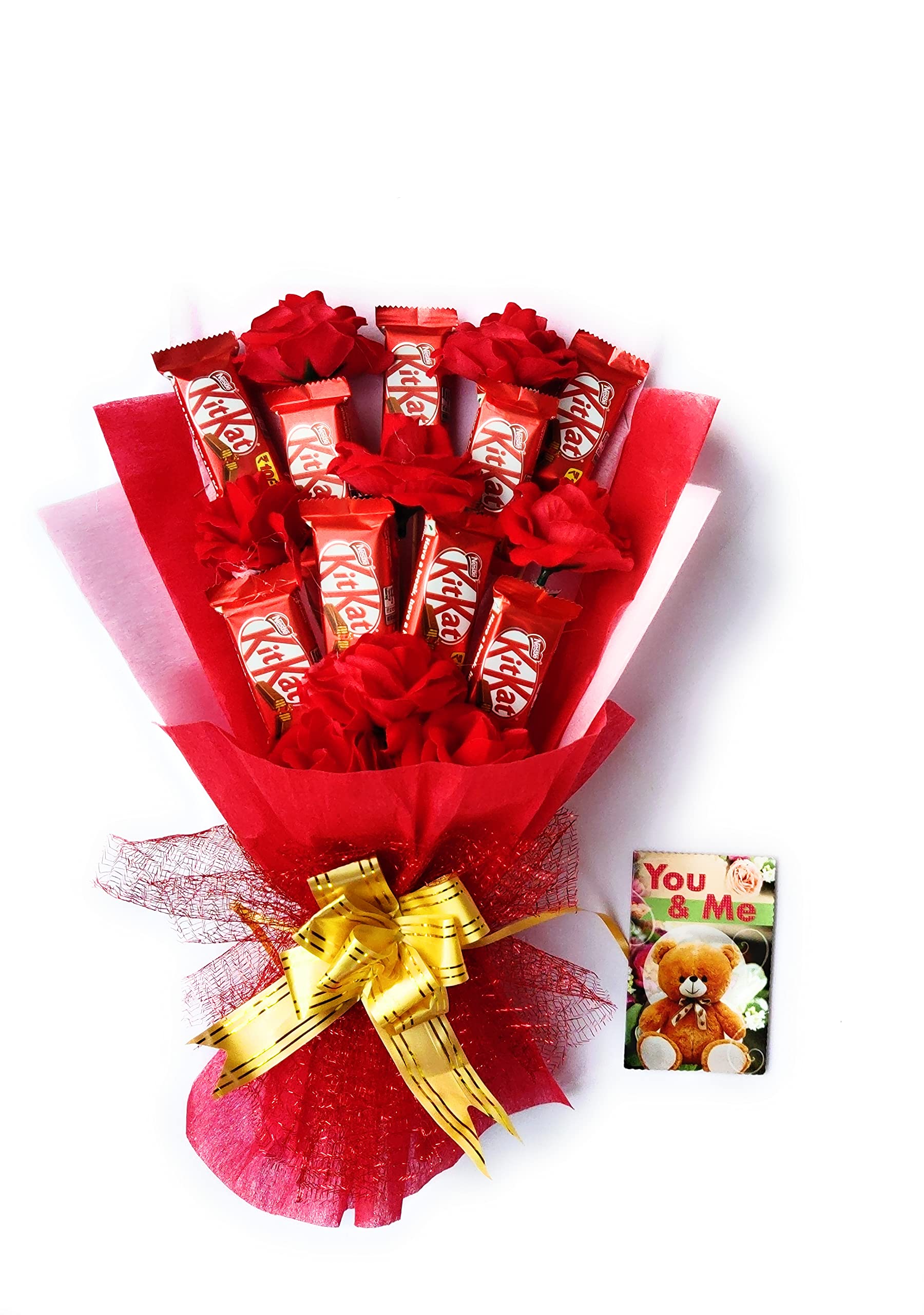 FLUTEREY RED & PINK CHOCOLATE BOUQUET WITH 9 KITKAT CHOCOLATE WITH CARD (WITH YOU & ME CARD) (B096PHRRH6) Amazon Price History, Amazon Price Tracker