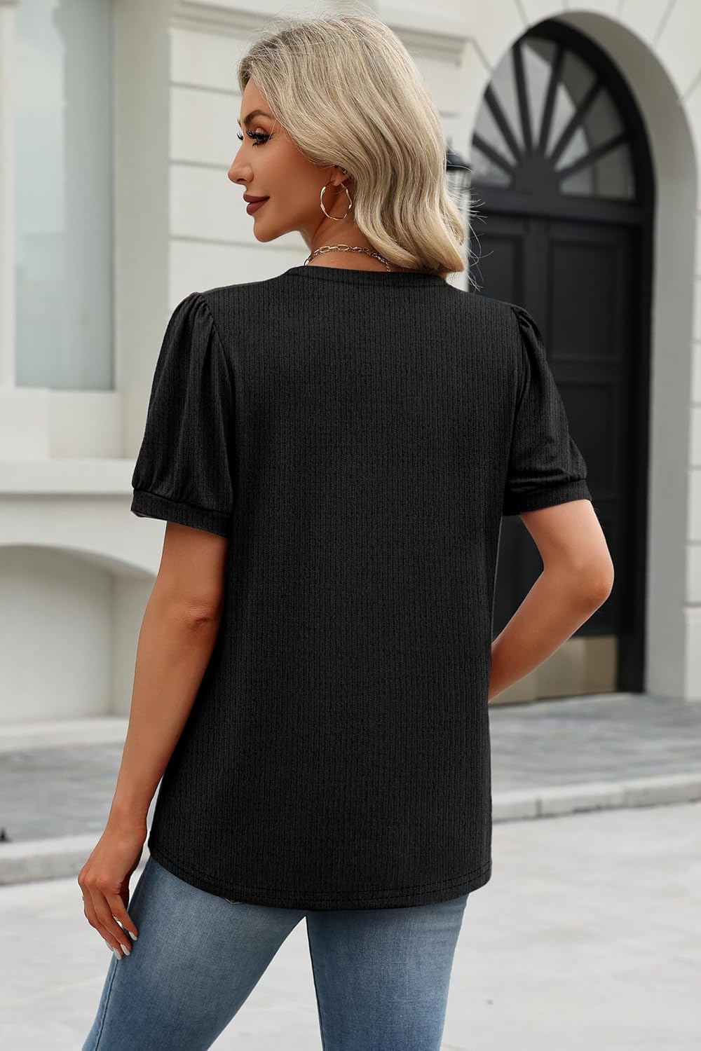 XIEERDUO Womens Tops Summer Short Sleeve Sweater Dressy Casual Blouses Business Trendy Tunic Shirts Fashion Clothes 2026 - Image 5