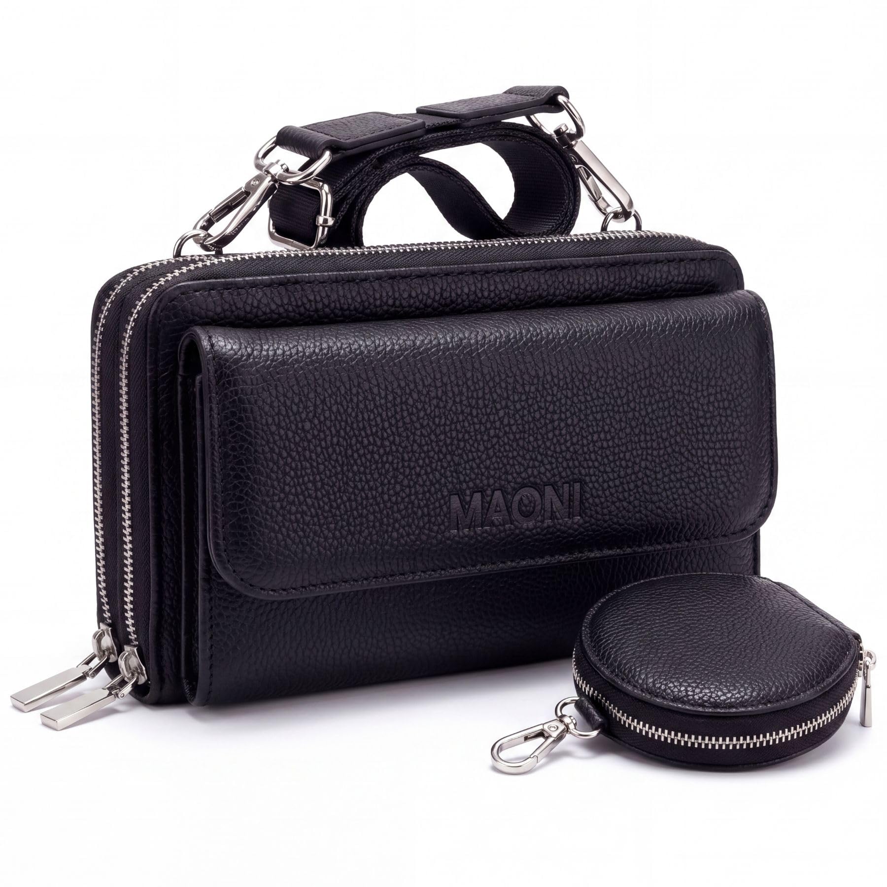 Maoni Handytasche mit Geldbörse Damen – Umhängetasche aus veganem Leder mit austauschbarem verstellbarem Gurt