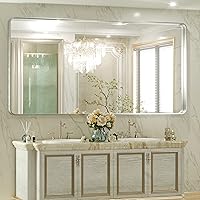 Vista 34 de TETOTE Espejo de marco negro de 16 x 24 pulgadas, espejo de tocador de baño para pared, moderno espejo rectangular de esquina redonda con marco