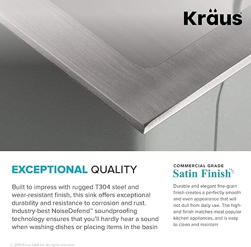 Miniatura 9 de Kraus Standart PRO - Fregadero de acero inoxidable de calibre 16 de una sola tarja, montaje doble