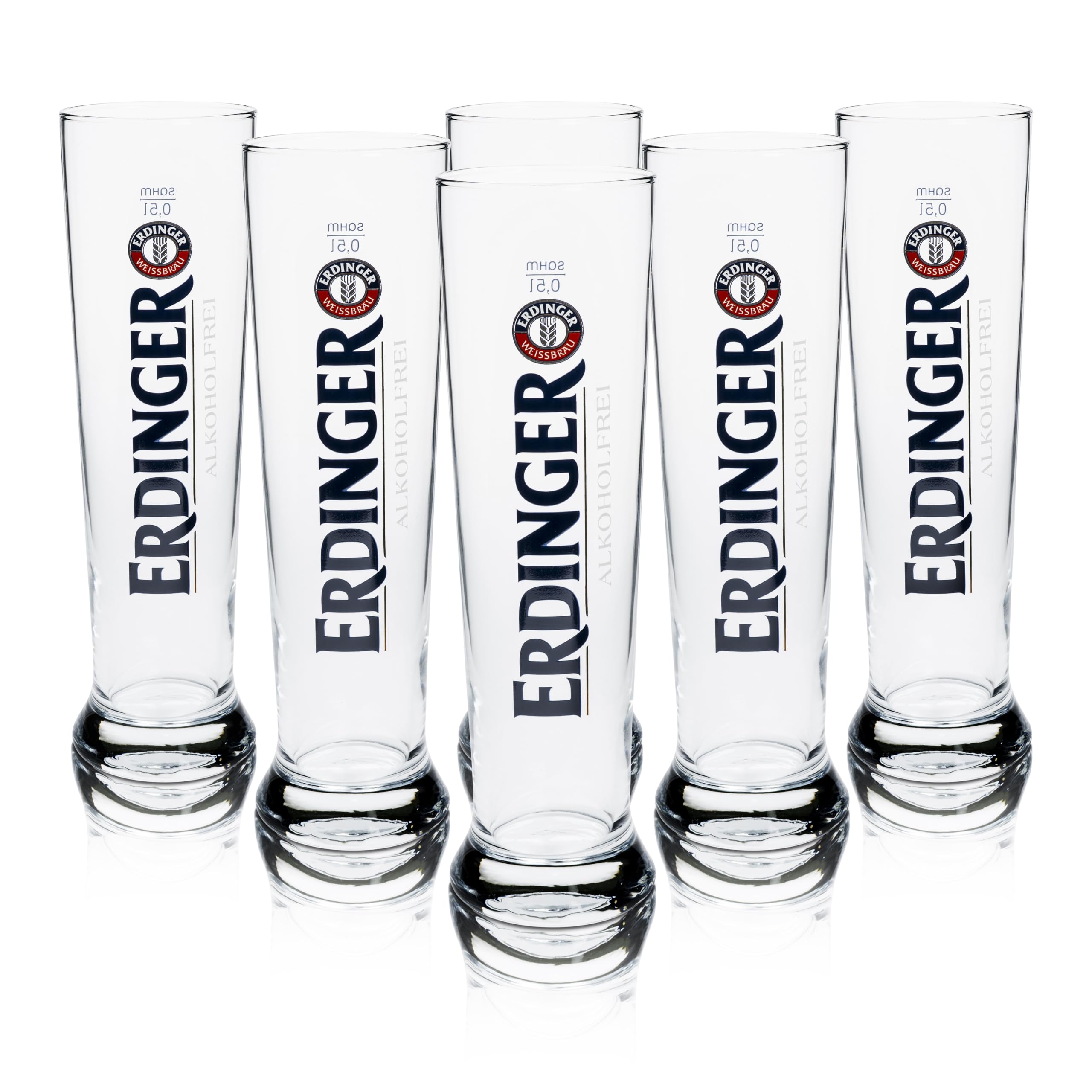 6x Erdinger Alkoholfrei Weizenbierglas 0,5L, Gläser, Bierglas, Markenglas, Weißbierglas (ohne Flaschenausgießer)