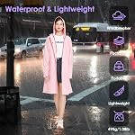 LAMA Long Raincoat for Women, Lightweight Rain Coat with Hooded, Waterproof Rain Jacket, Packable Rainwear