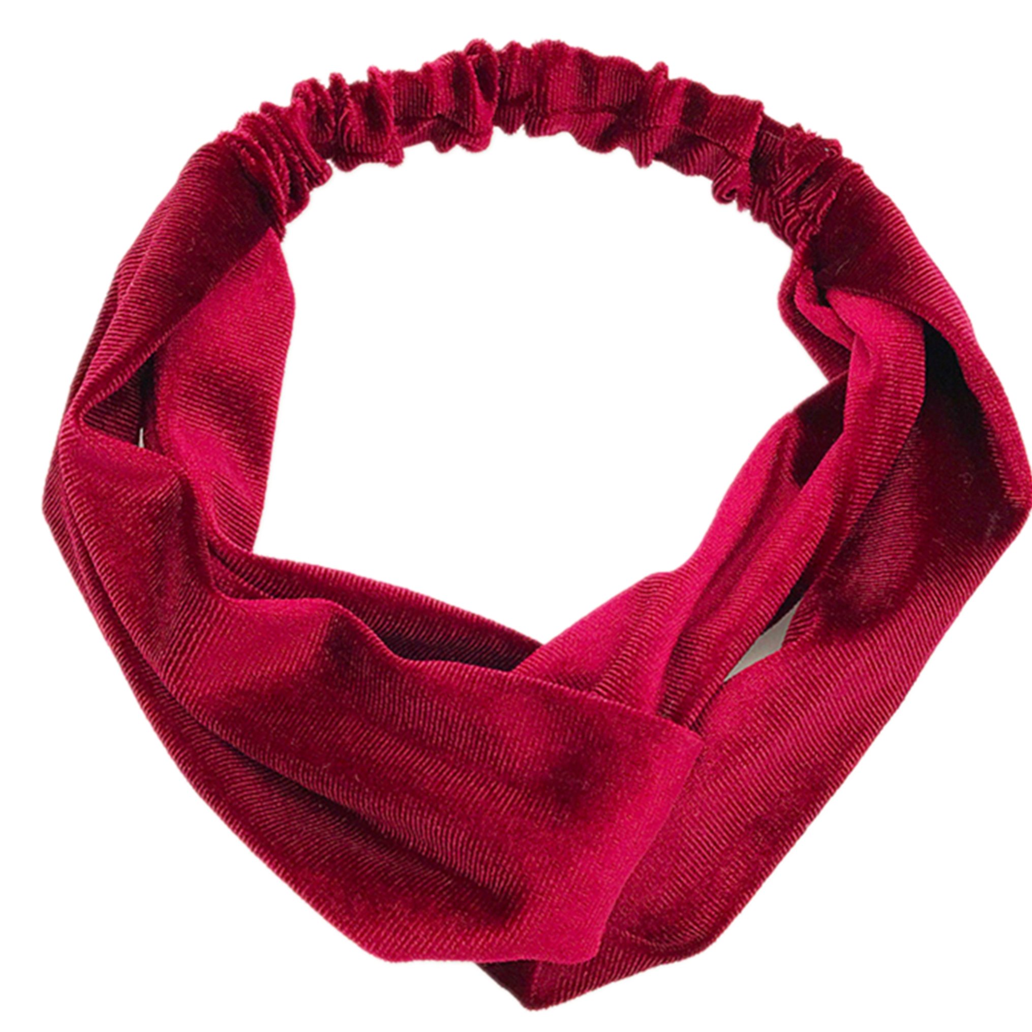 Shimmer Velvet Twist Knot Headband Elastic Plain Turban Hairband Yoga Sport Lady (Red)