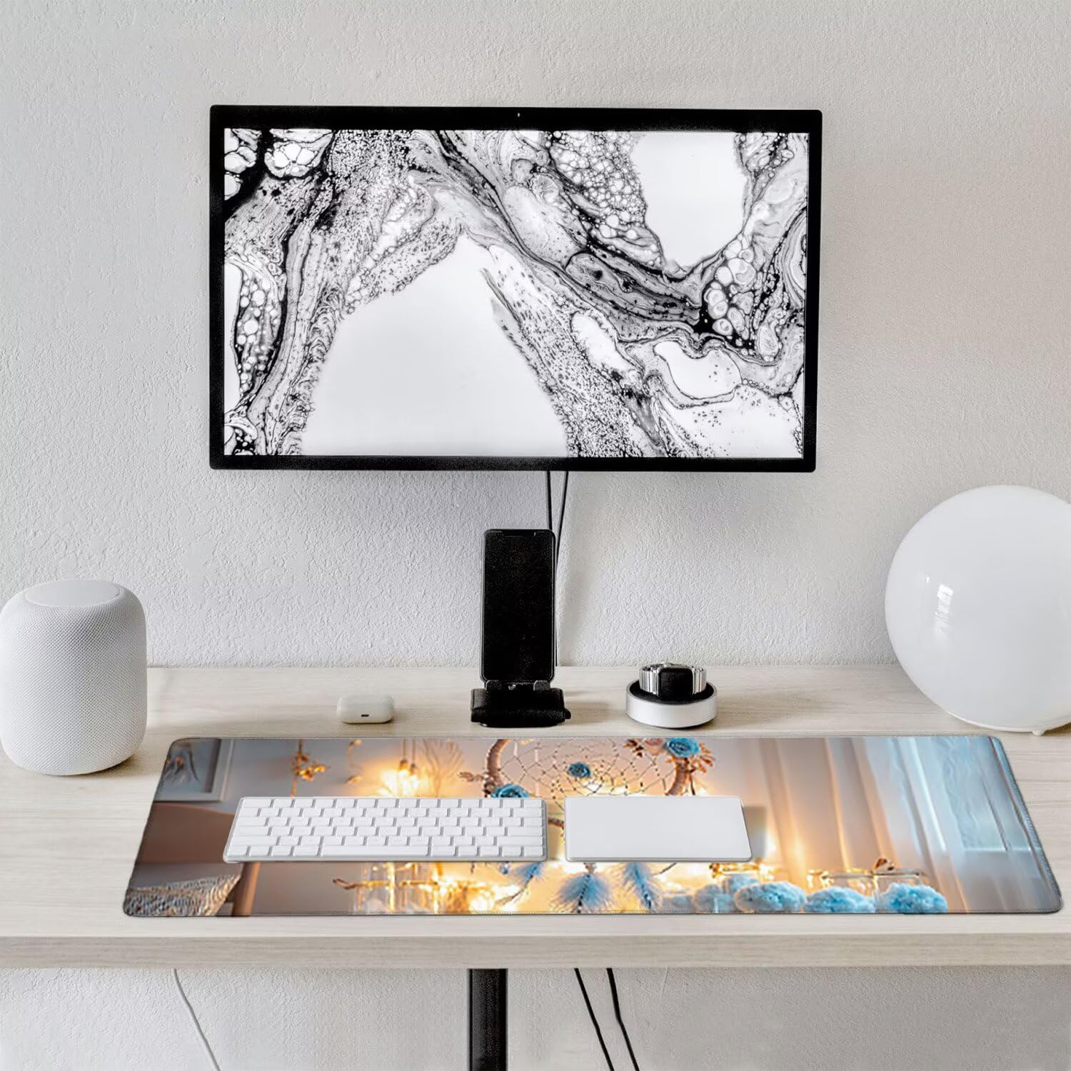 Podkładka pod mysz do gier XXL duża mysz 1200 x 500 mm, duża podkładka pod biurko pod rękę z antypoślizgową gumową podstawą, poprawia precyzję i szybkość (sieć wędkarska snów) o-43