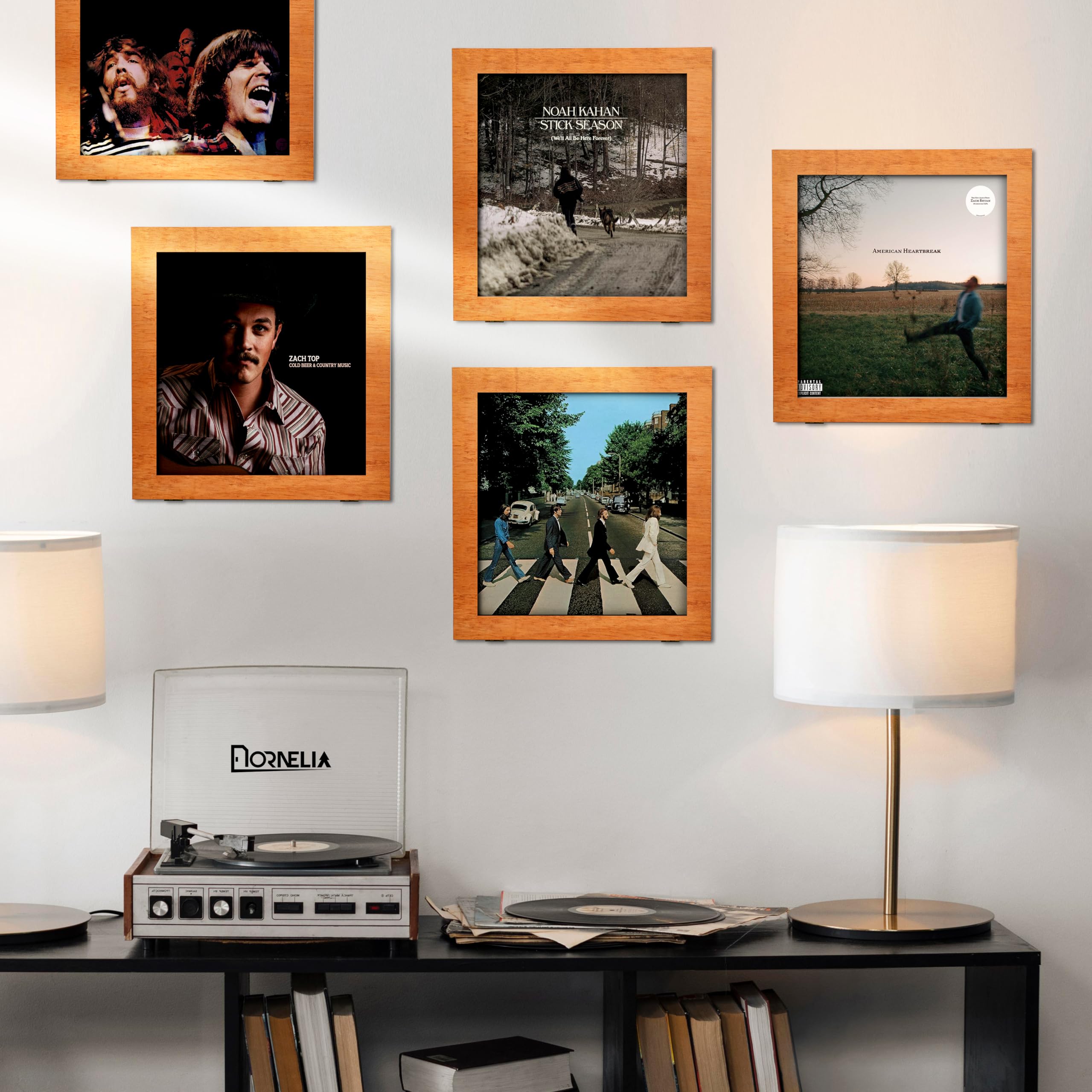 Cornice per dischi in vinile con apertura frontale, espositore per dischi in vinile, 30,5 x 30,5 cm, supporto per dischi da parete, copertina per LP (marrone)