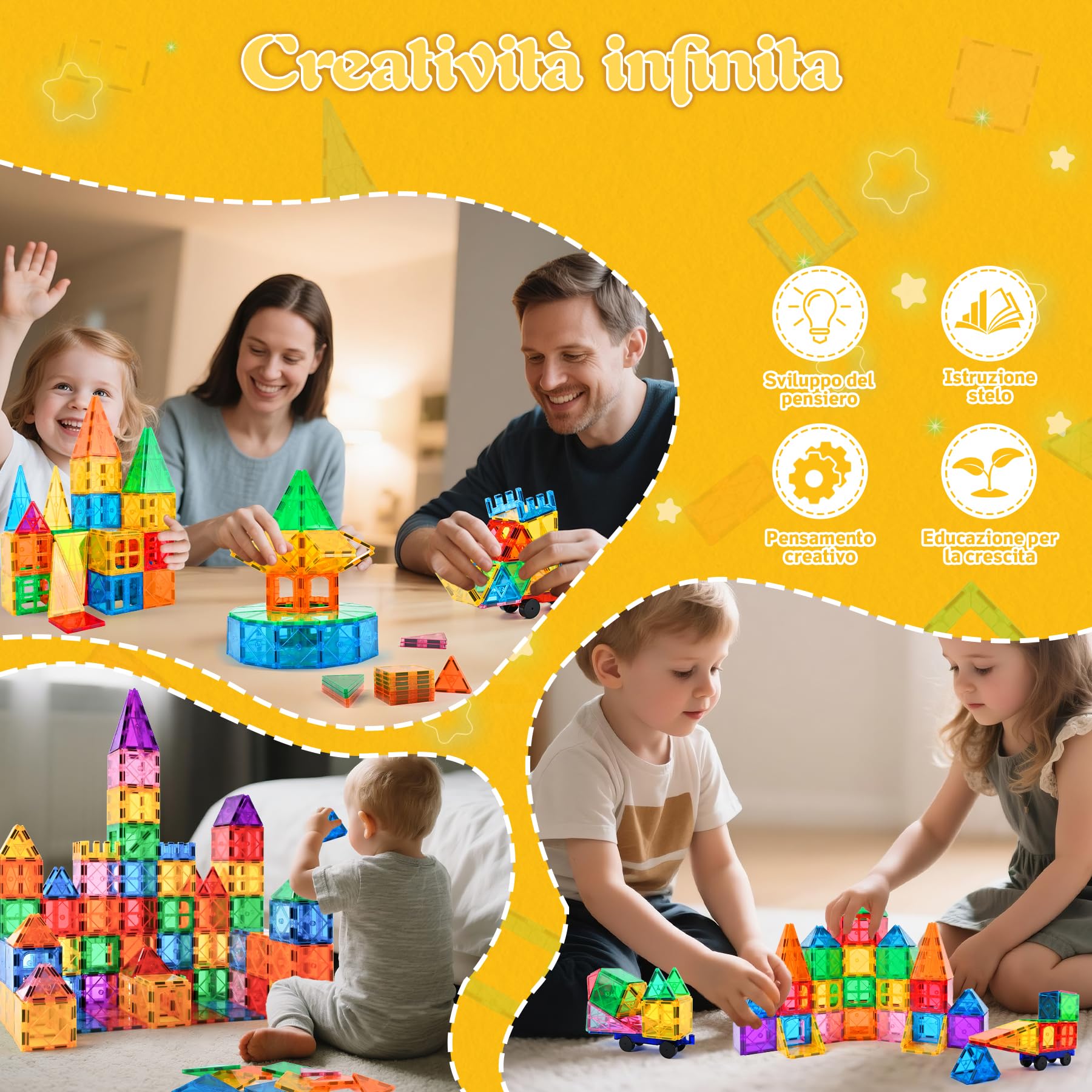 NAETANY Blocchi Magnetici per Bambini, 100 pezzi Giocattoli Magneti per Bambini Divertente e Creativo Blocchi Magnetici Giocattoli Montessori per Ragazzi di 3 4 5 6 7 8 Anni Regali di Compleanno