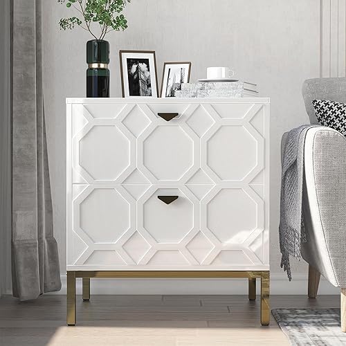 Miniatura 6 de Clihome Cómoda de 2 cajones para dormitorio, mesita de noche moderna con 2 cajones, cómoda de almacenamiento para sala de estar, altura de 24.4