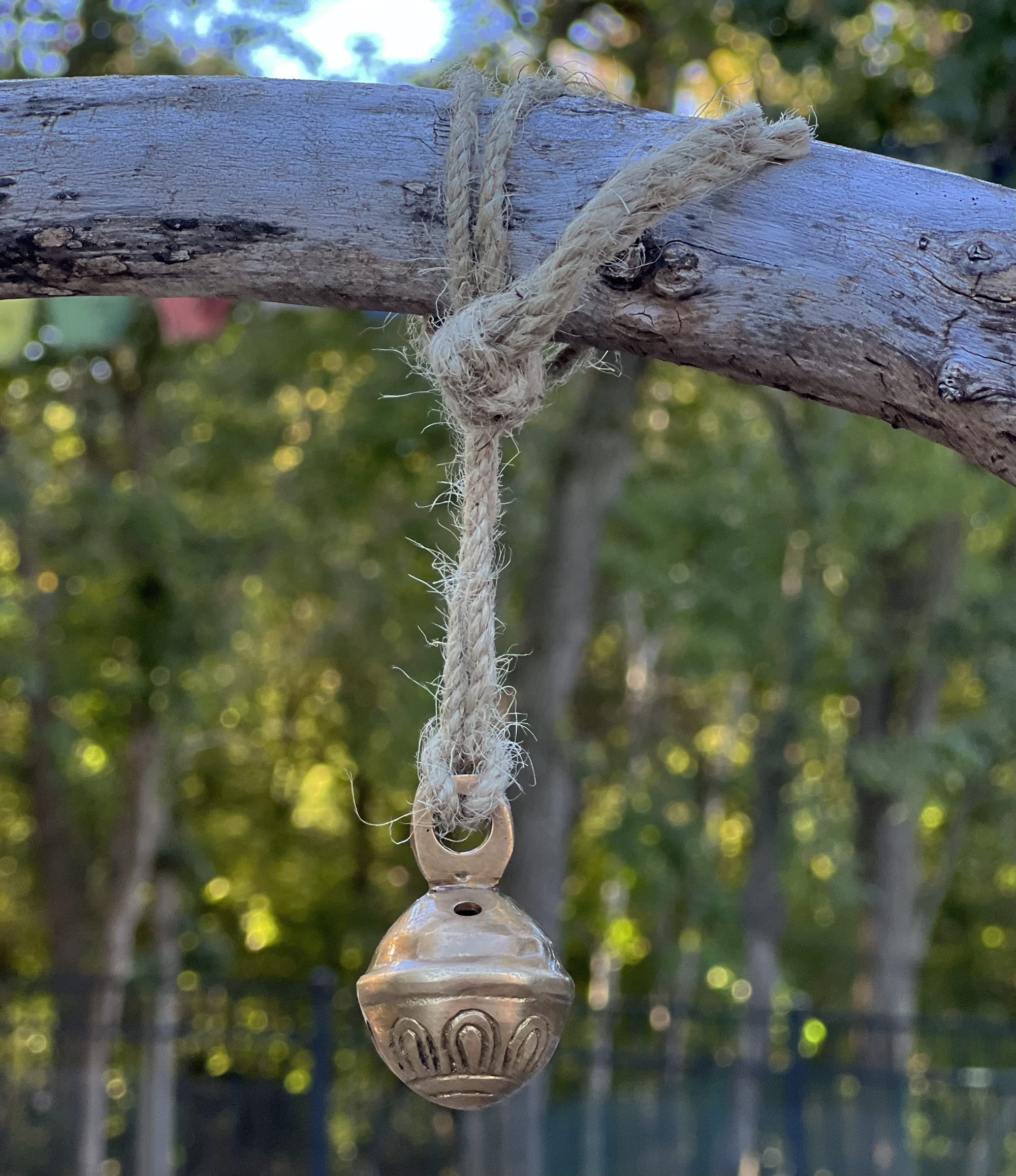 Bear Bell for Hiking, Brass Sleigh Bells, Dog Pet Training, Trail Bell, Brass Keychains (Lotus)