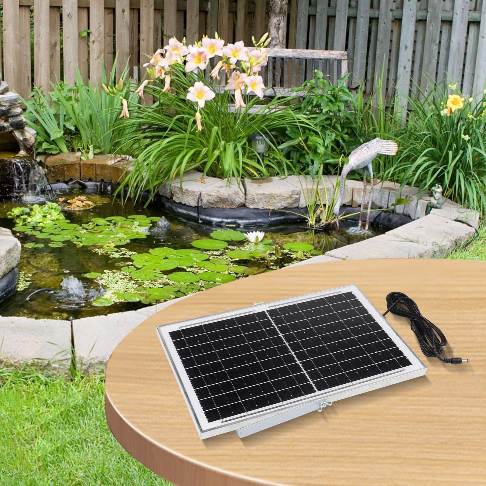Kit pompa di aerazione per laghetto ad energia solare, pannello ad alta efficienza da 9 V, pompa di circolazione 240 l/h con filtro in acciaio inossidabile e tubo da 2 m, per decorazioni da