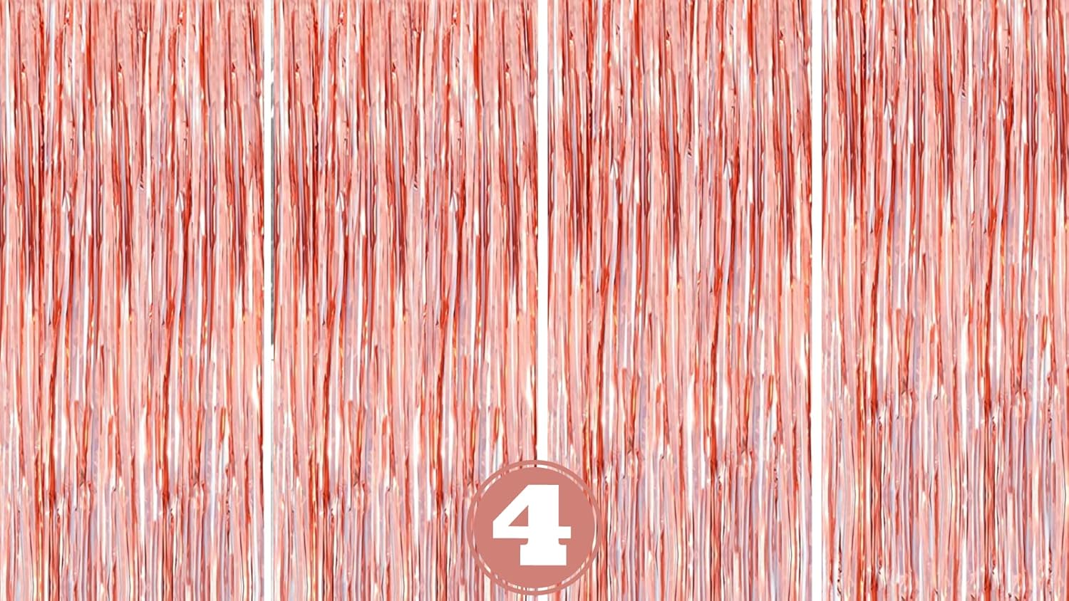 Rose Gold Foil Curtains for Birthday Decoration items Pack of 4 Baby shower Anniversary, Marriage, Bachelorette Party celebration theme