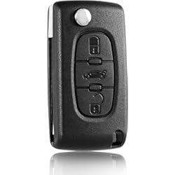 Funda Llave Coche Citroen C4 Carcasa de 3 botones del mando a distancia tipo cuchillo para Peugeot y Citroen – sin transponder pilas electrónicas – Carcasa de llave de coche
