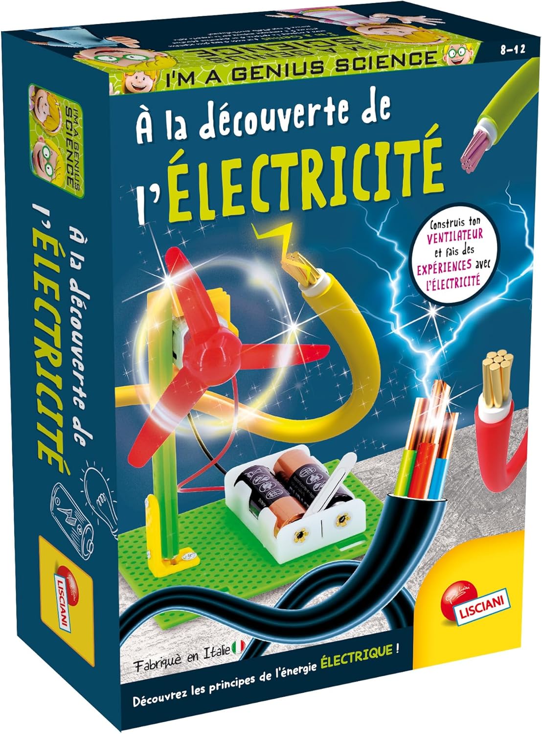 Lisciani – I’m A Genius – discover electricity for children from 8 years old – set of scientific experiments – make a fan – experiment with static electricity – made in Italy
